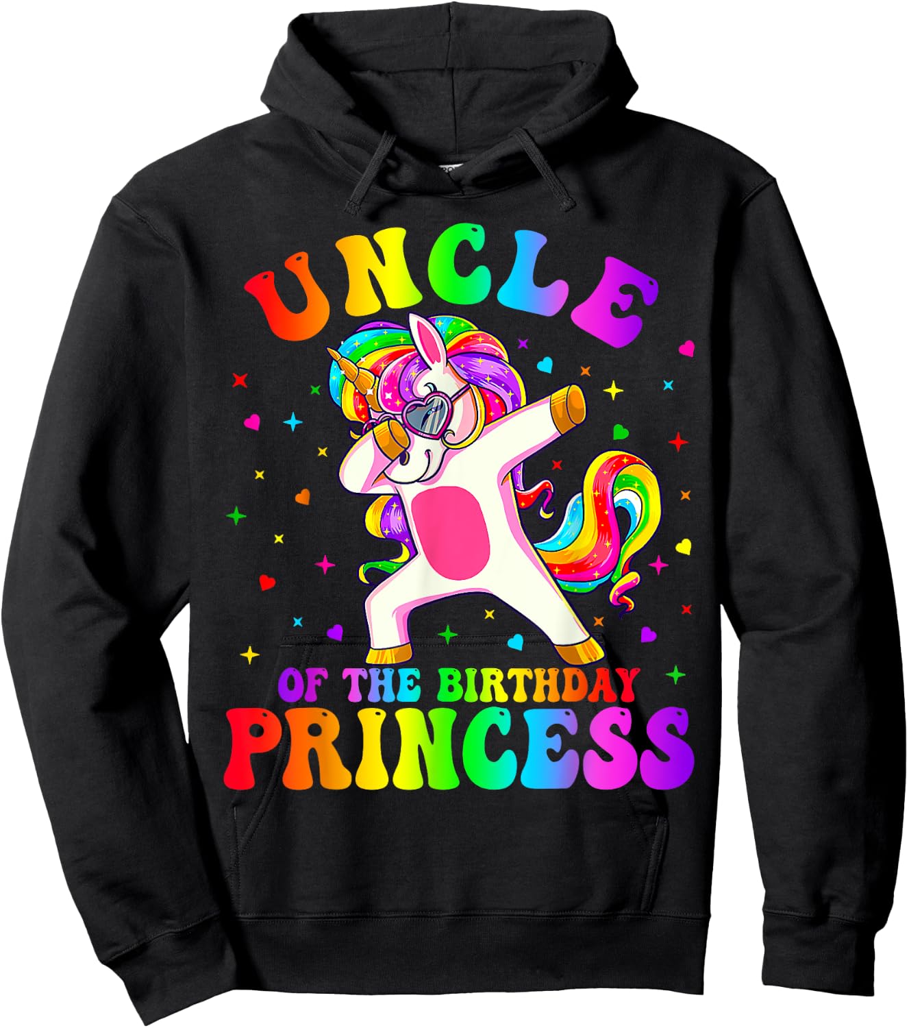 Uncle of the Birthday Princess Girl Dabbing Unicorn Funny Hoodie - Hoodie | Black