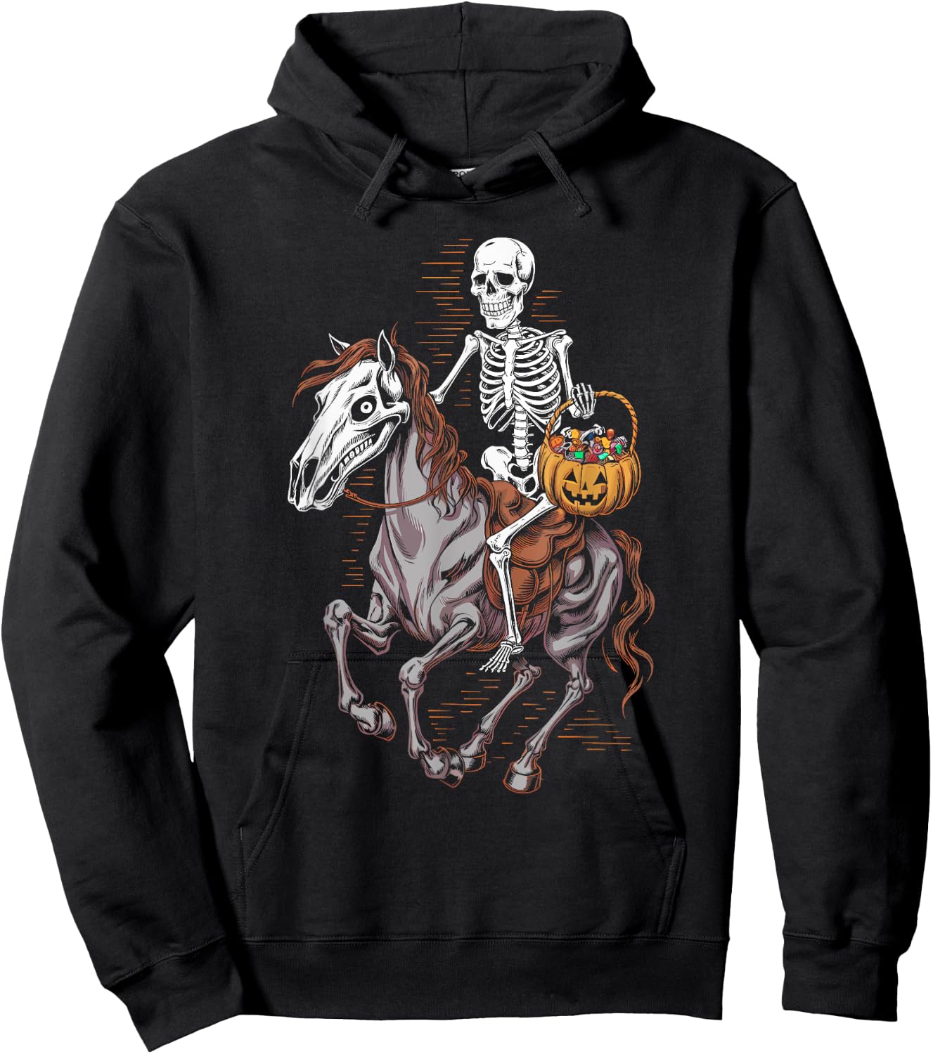Skeleton Riding Mummy Horse Halloween Candy Fun Hoodie - Hoodie | Black