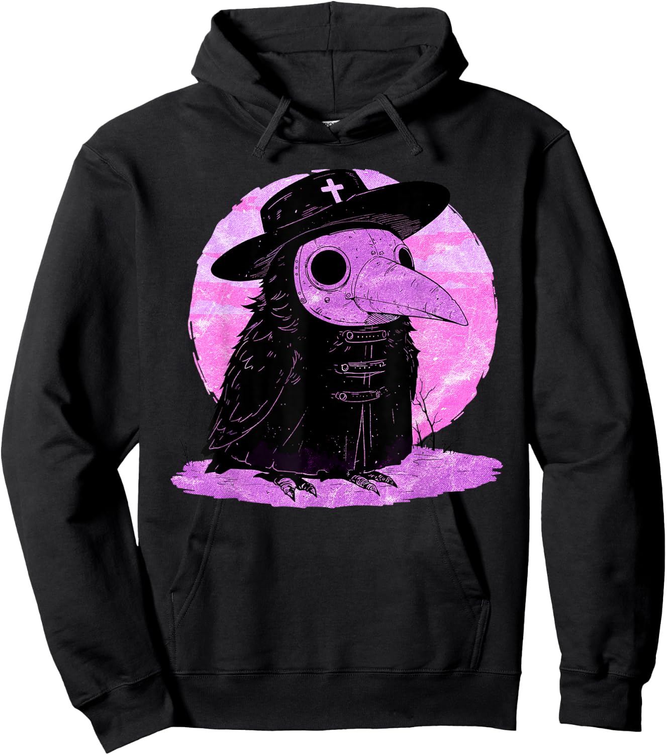 Kawaii Pastel Goth Steam Punk Mask Plague Doctor Crow Goth Hoodie - Hoodie | Black