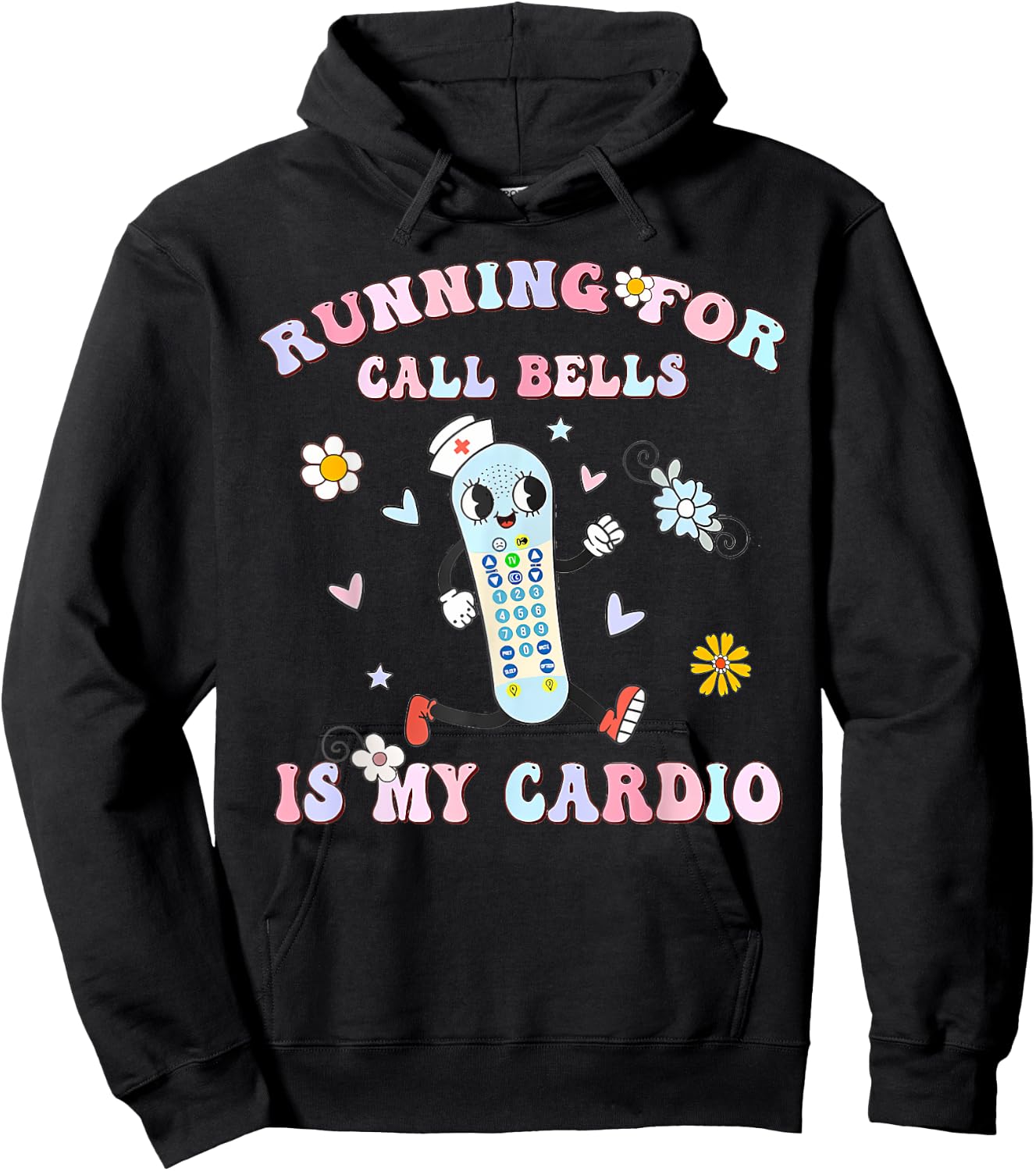 Retro Groovy Running For Call Bells Is My Cardio PCT CNA PCA Hoodie - Hoodie | Black