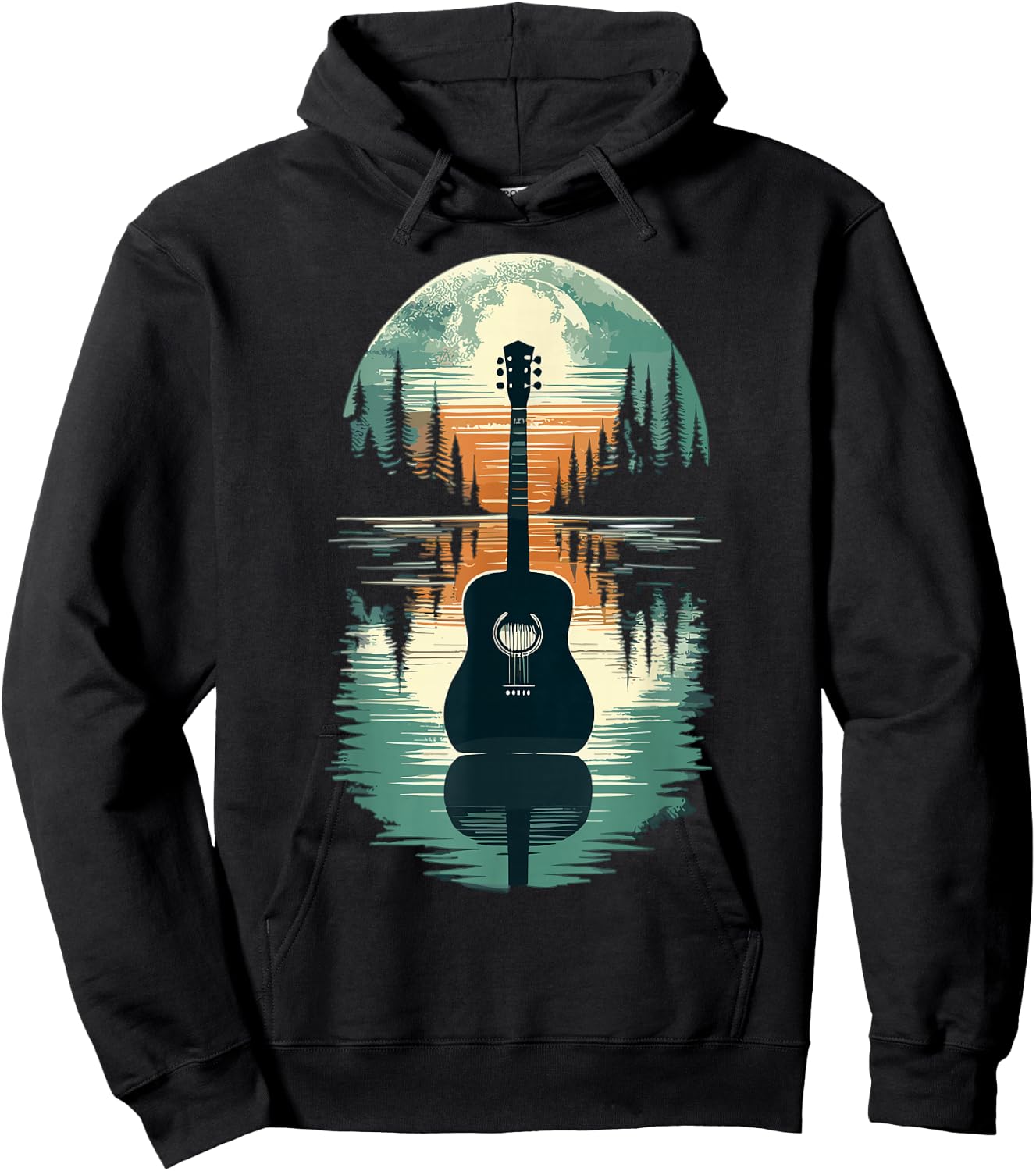 Guitar Lake Shadow Guitar Musician Hoodie - Hoodie | Black