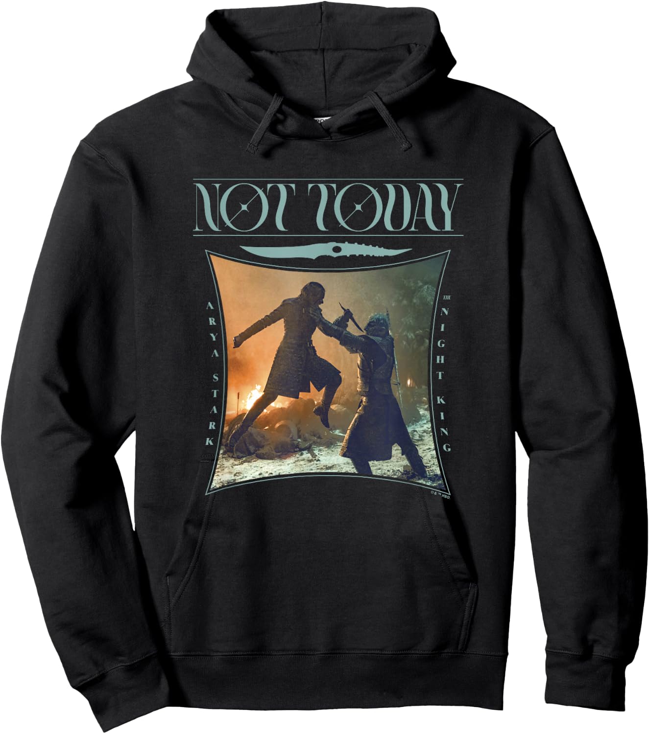 Game Of Thrones Not Today Night King & Arya Cinematic Panel Hoodie - Hoodie | Black