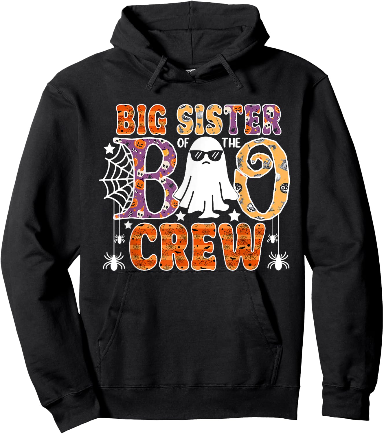 Big Sister Of The Boo Crew Funny Halloween Family Matching Hoodie - Hoodie | Black