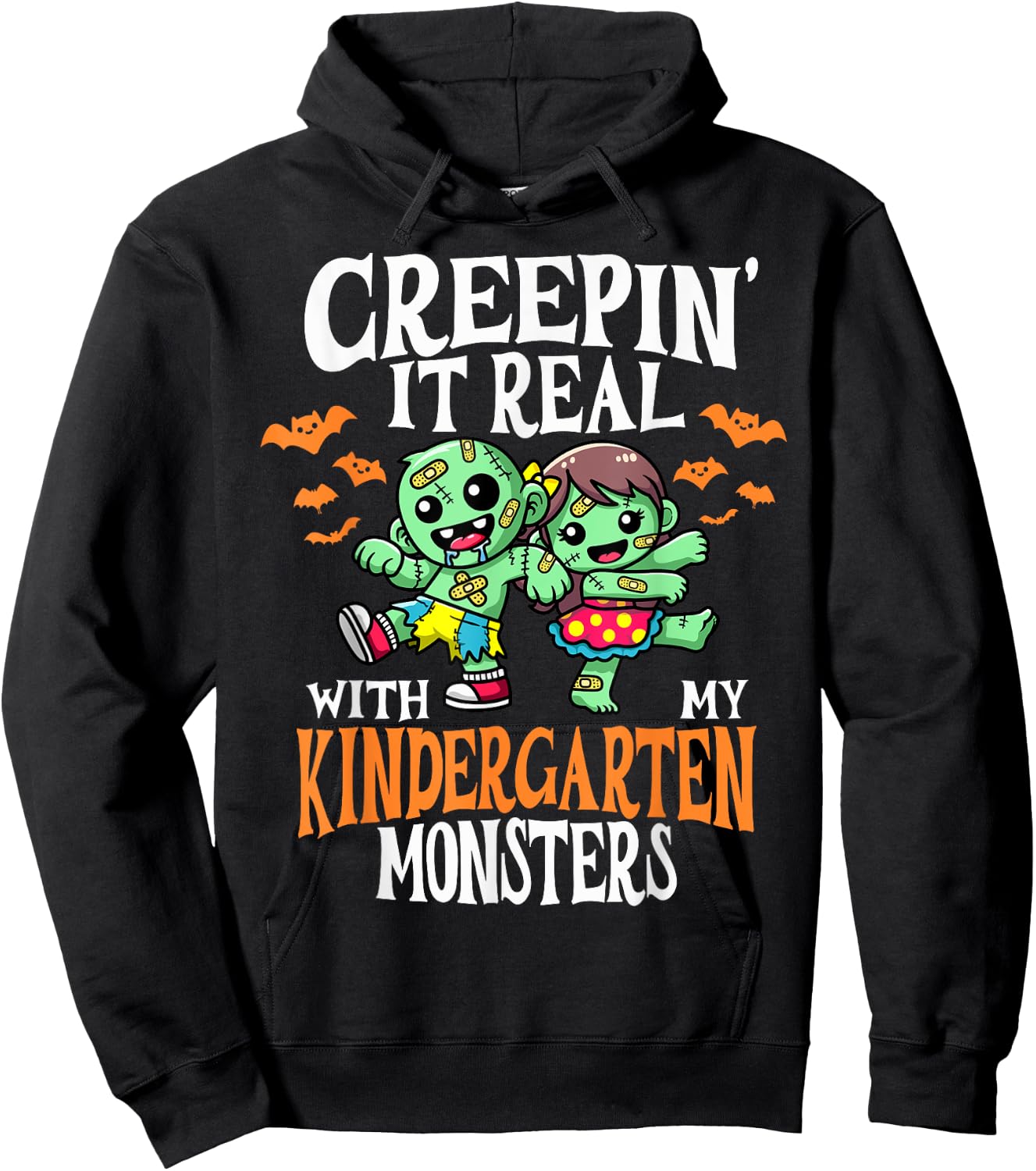 Creepin It Real Monster PreK Kindergarten Teacher Halloween Hoodie - Hoodie | Black