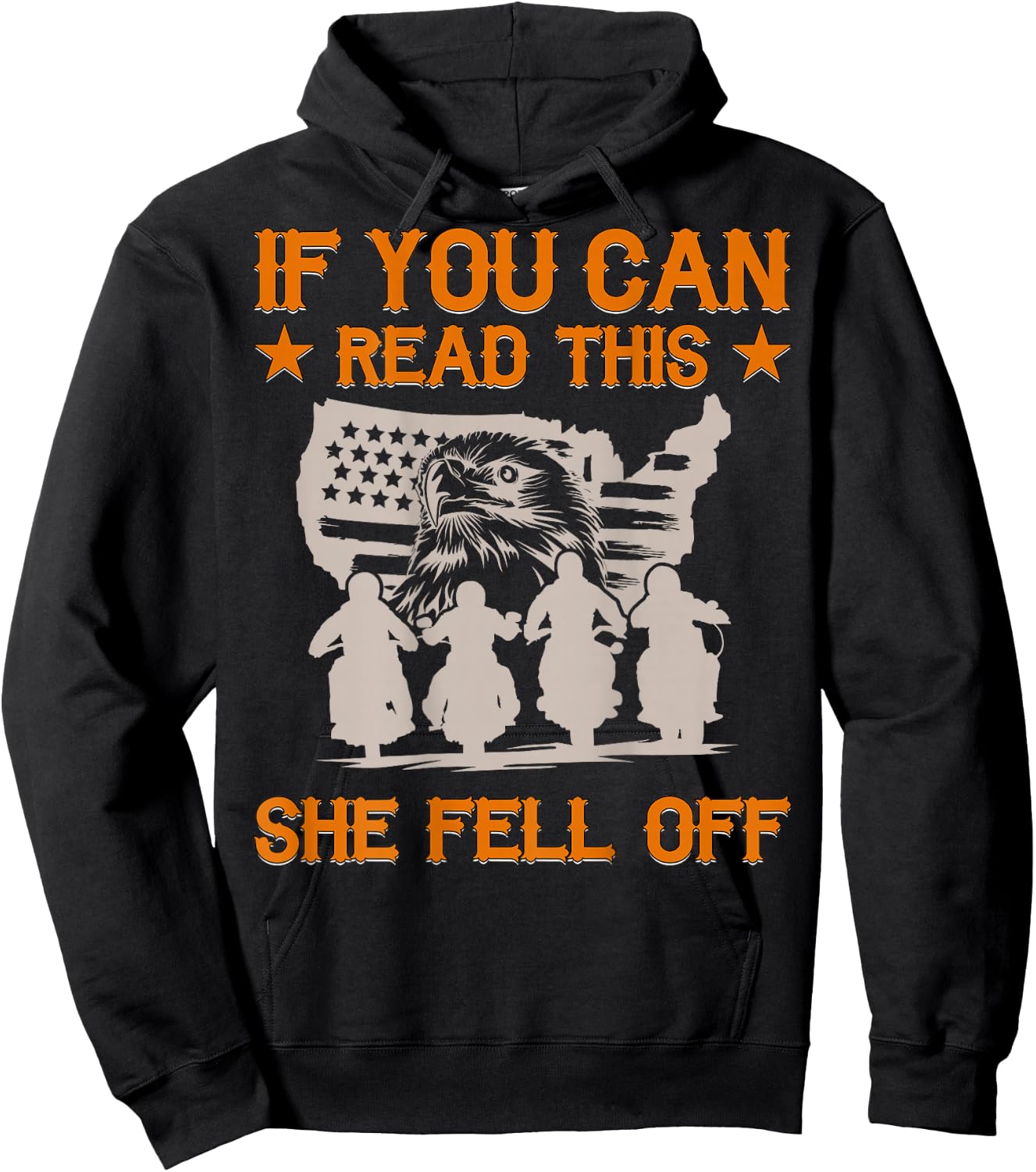 Funny If You Can Read This She Fell Off Biker Motorcycle Hoodie - Hoodie | Black
