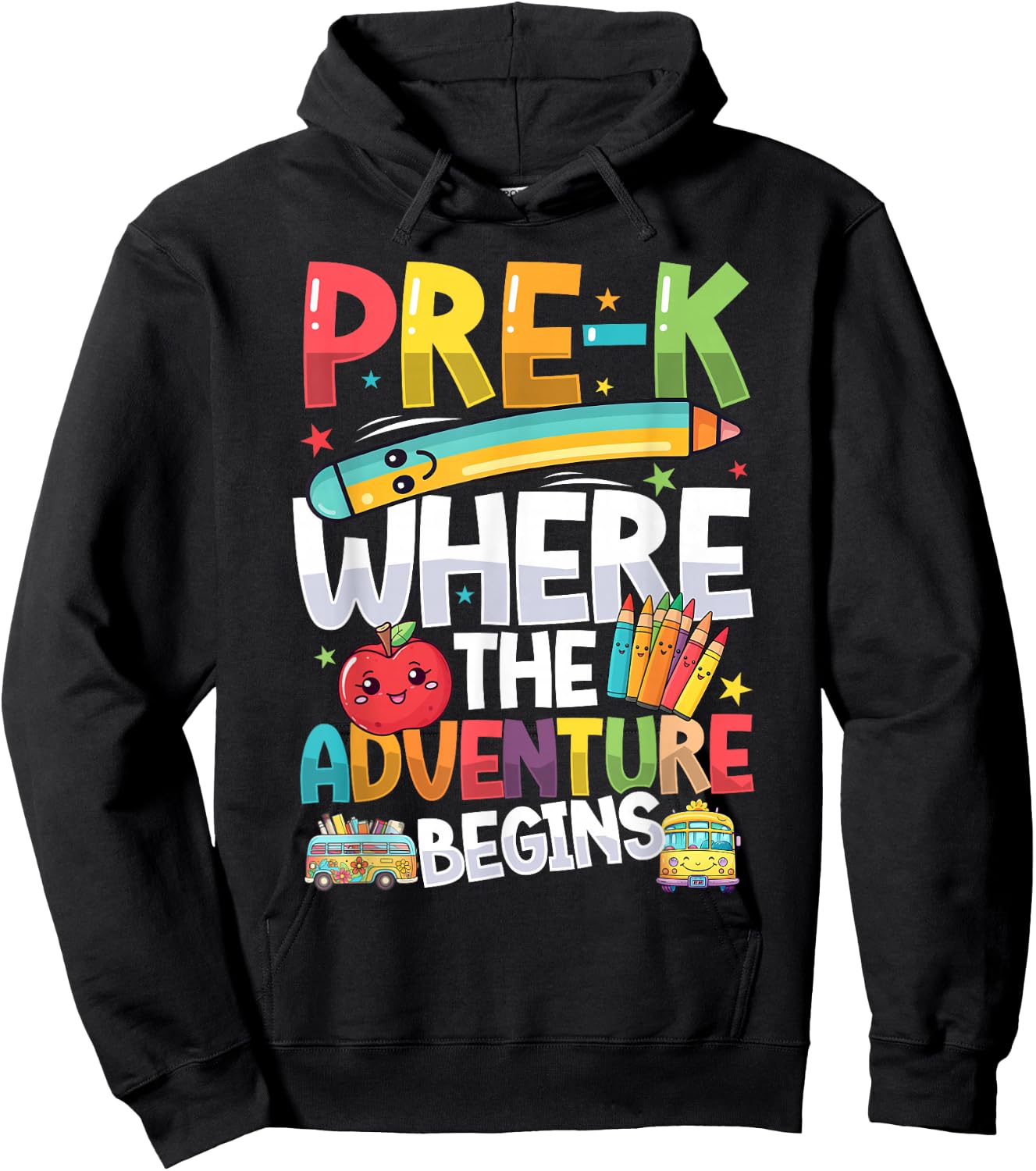Pre-K Where The Adventure Begins, First Day & Back To School Hoodie - Hoodie | Black
