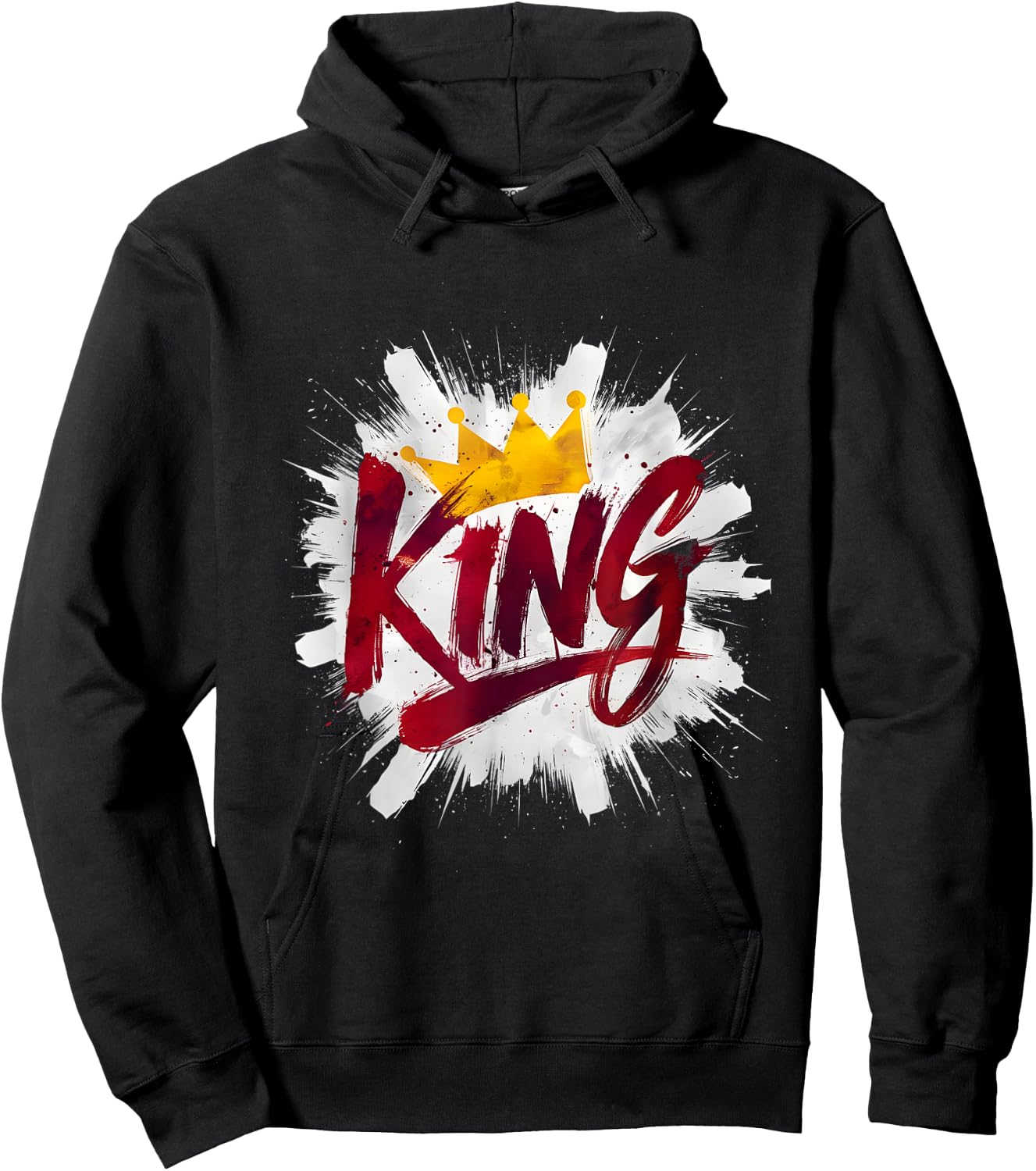 King with a Crown in Red and White Hoodie - Hoodie | Black