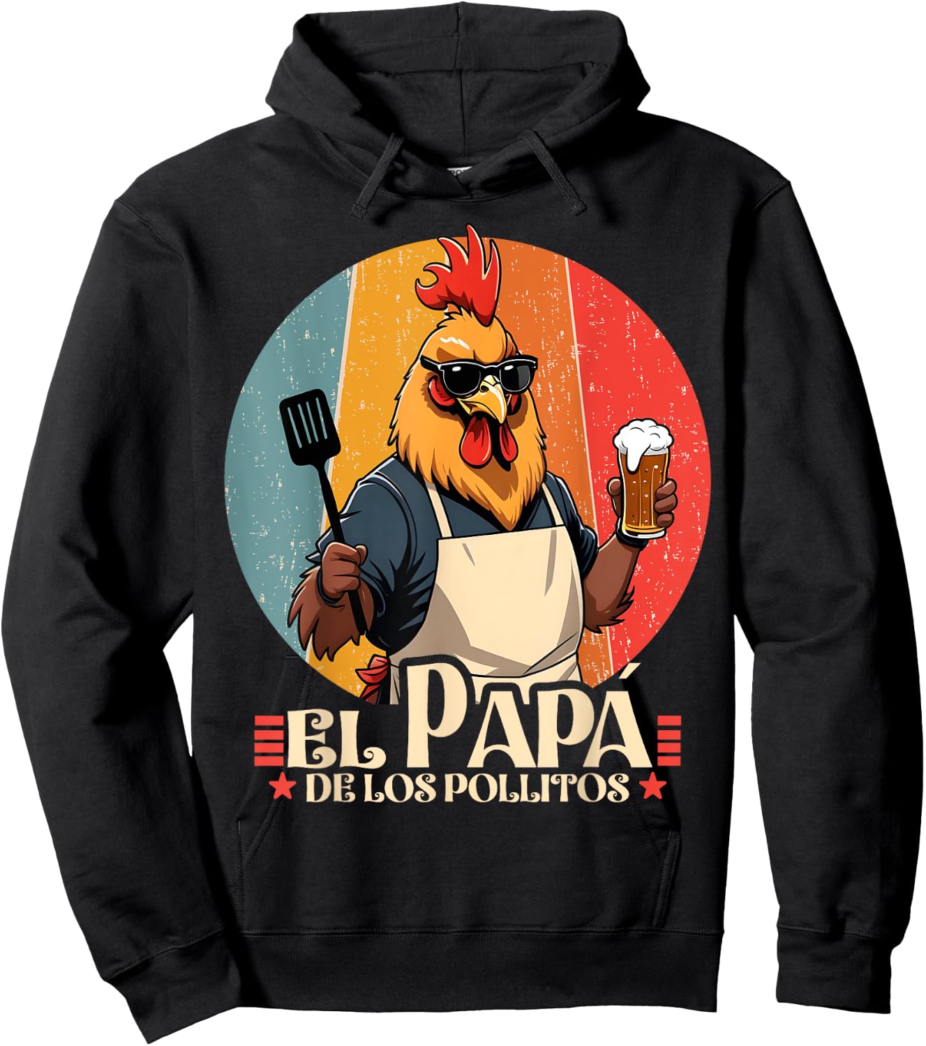 El Papa de lo pollitos funny Spanish Dia del Padre Hoodie - Hoodie | Black