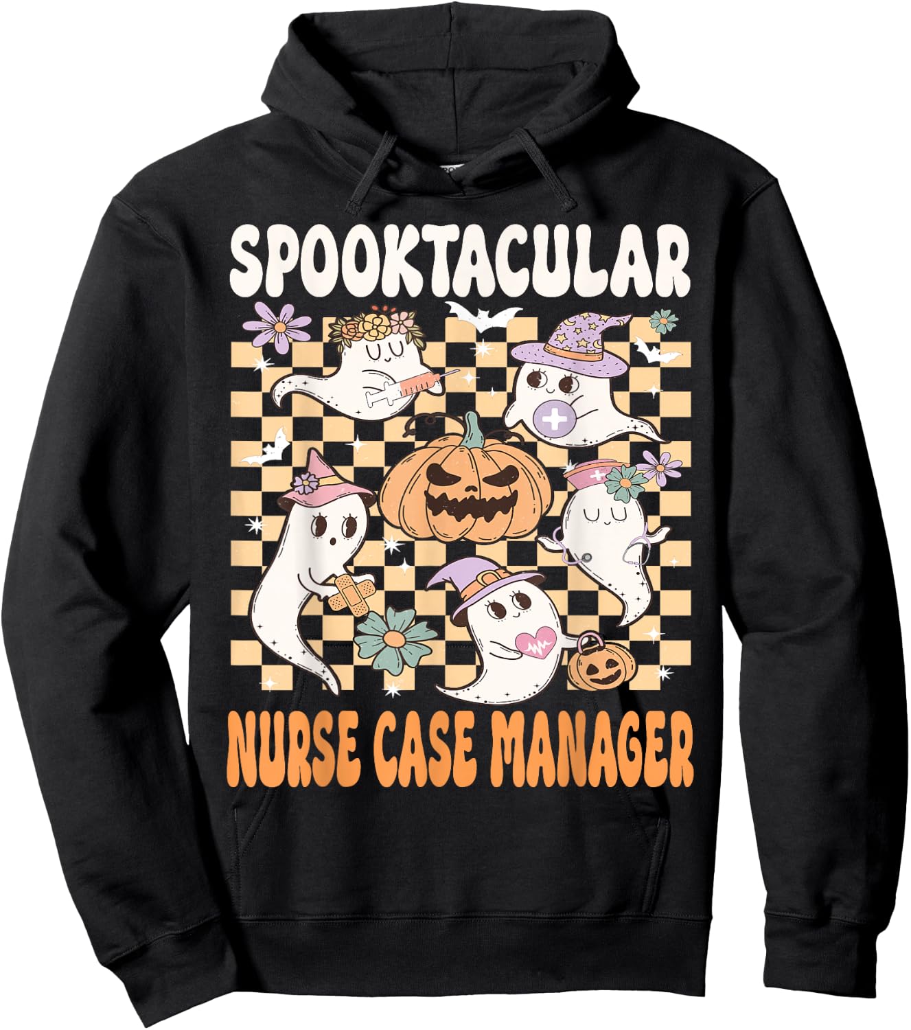 Nurse Case Manager Halloween Spooktacular Nurse Cute Ghost Hoodie - Hoodie | Black