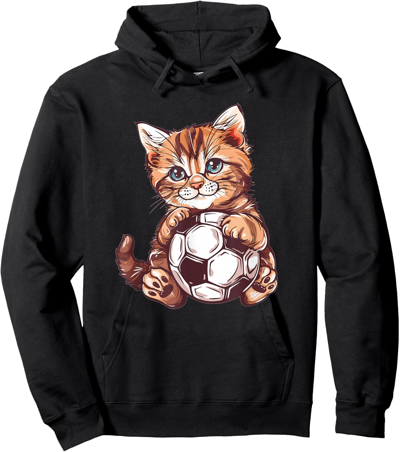 Cute Soccer Cat Hoodie - Hoodie | Black