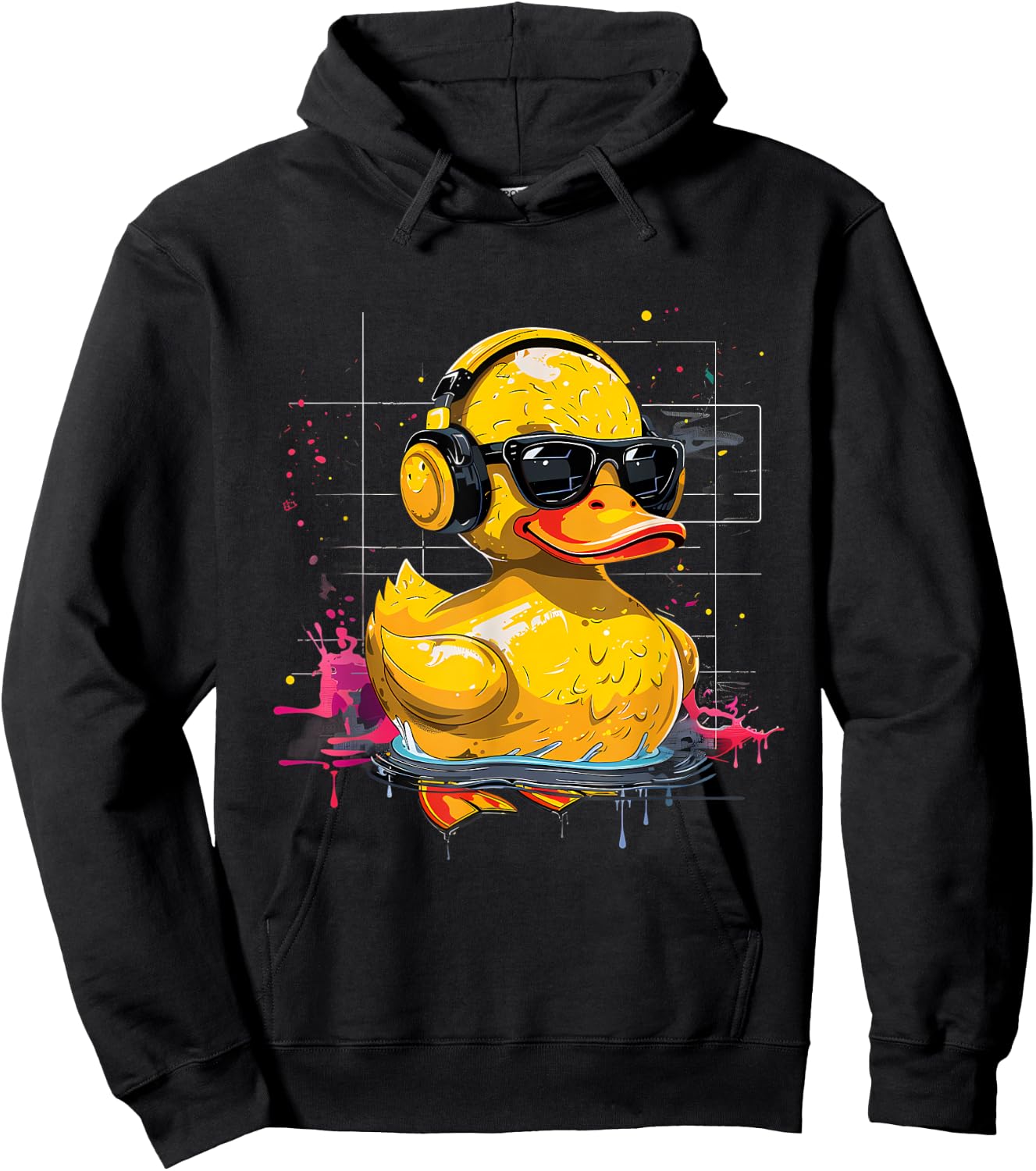 Rubber Duck Music Headphones Rubber Duckie Watercolor Hoodie - Hoodie | Black