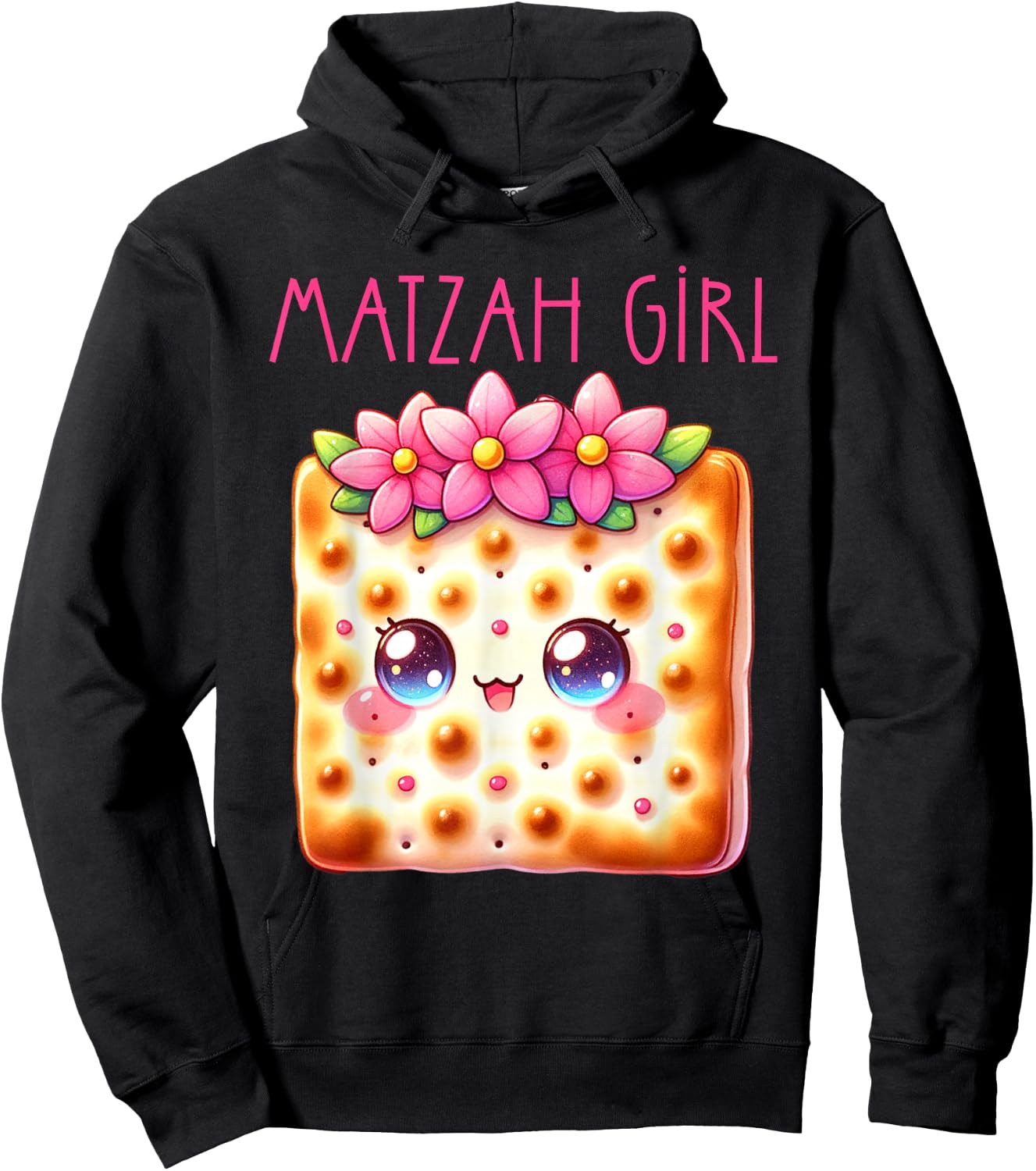 Matzah Girl Happy Passover Jewish Pesach Seder Afikoman Girl Hoodie - Hoodie | Black