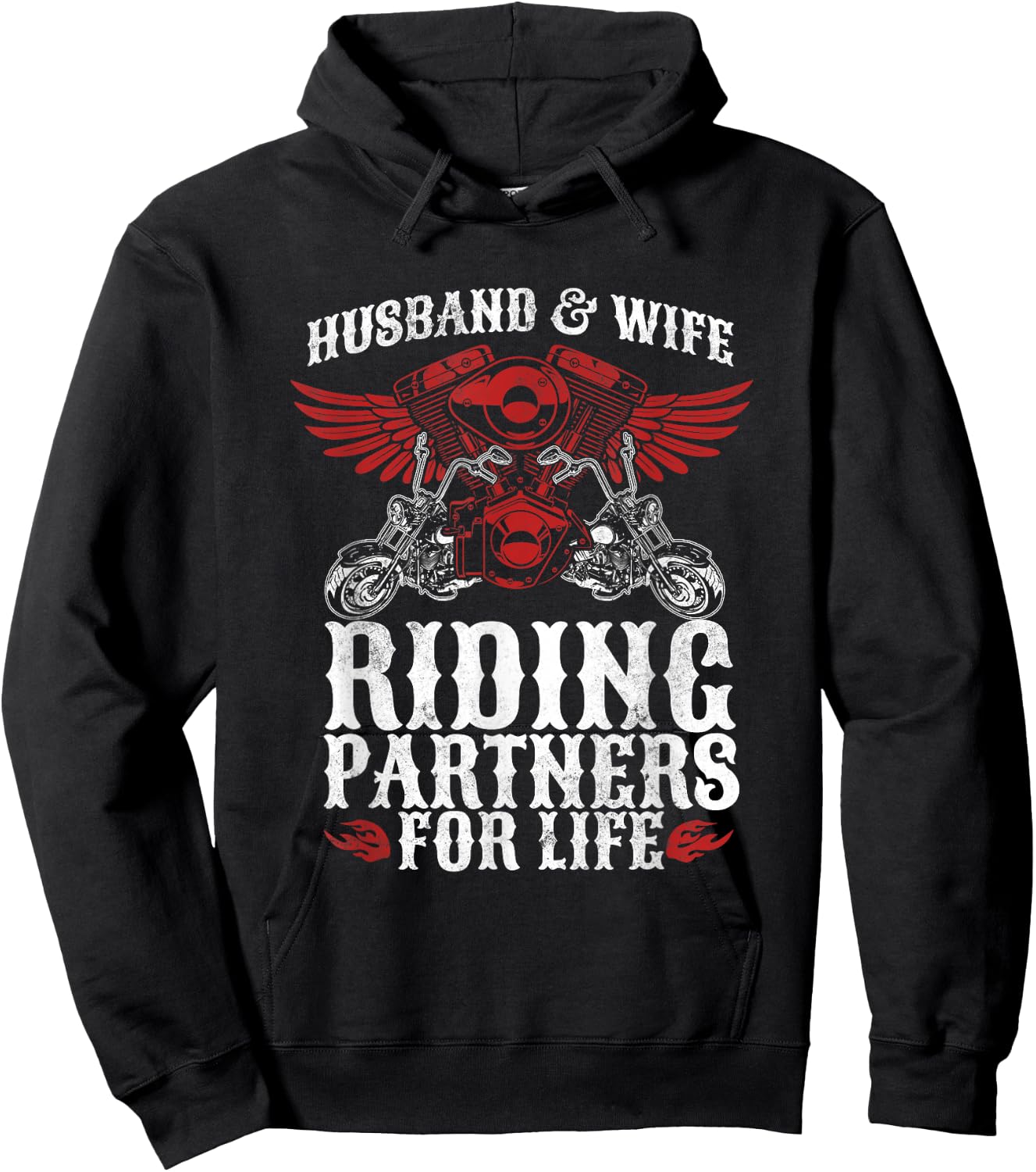 Motorcycle Biker Husband Wife Partners For Life Wedding Hoodie - Hoodie | Black