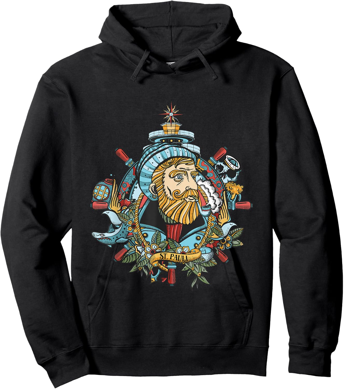 Seadog St. Pauli - Hamburg Cool Sailor Retro Tattoo Style Women Hoodie - Hoodie | Black