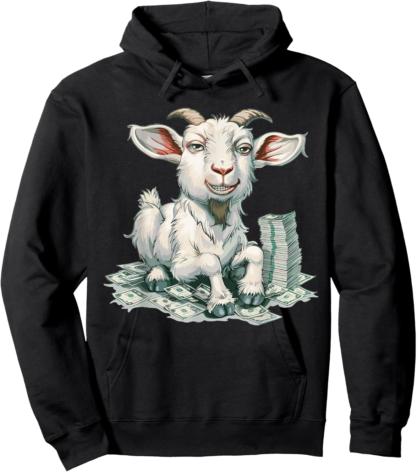 Cartoon Money Goat Hoodie - Hoodie | Black