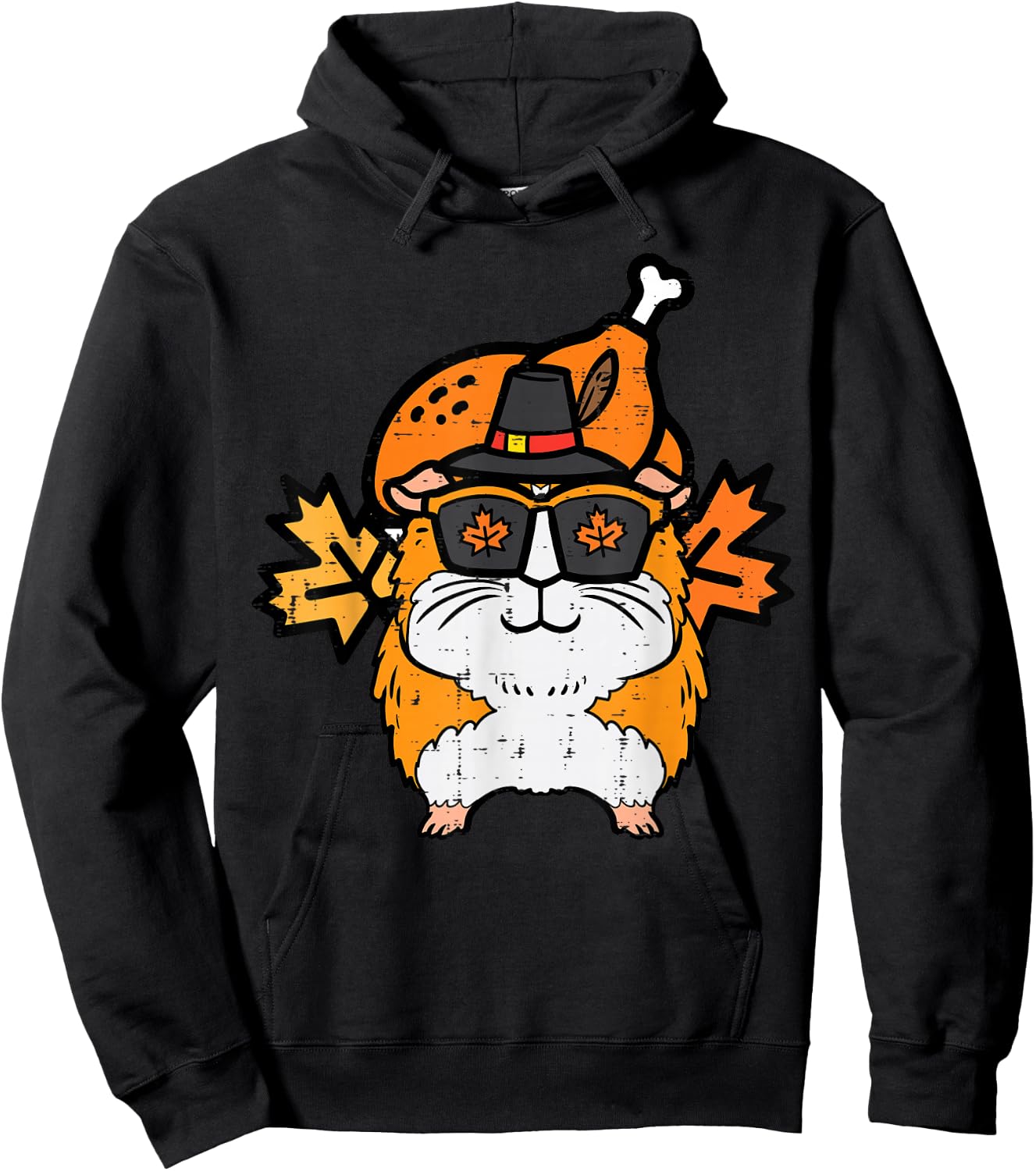 Thanksgiving Guinea Pig Turkey Day Fall Pet Men Women Kids Hoodie - Hoodie | Black