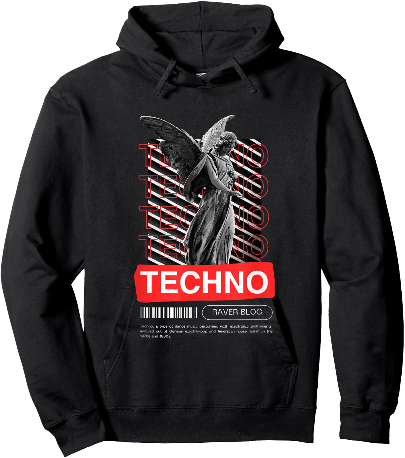 Raver Bloc Techno Angel EDM Raver Design -Adults Black Small Short Sleeve Hoodie - Hoodie | Black