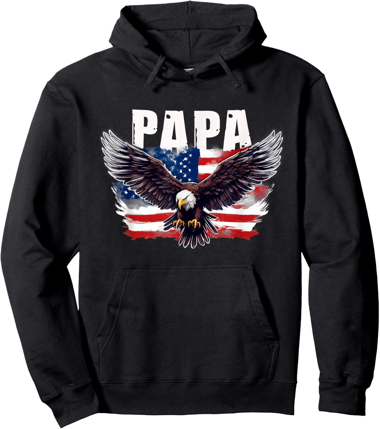 Patriotic Papa USA Flag with Eagle 4th of July Papa Hoodie - Hoodie | Black