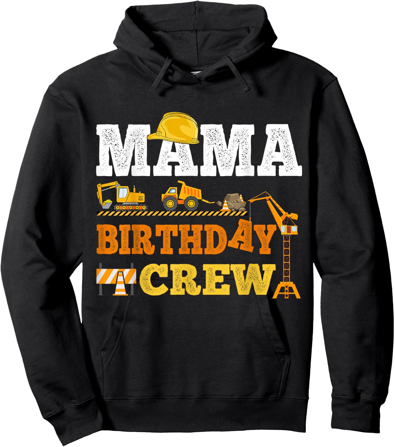 Mama Birthday Crew Construction Excavator Kids Family Set Hoodie - Hoodie | Black