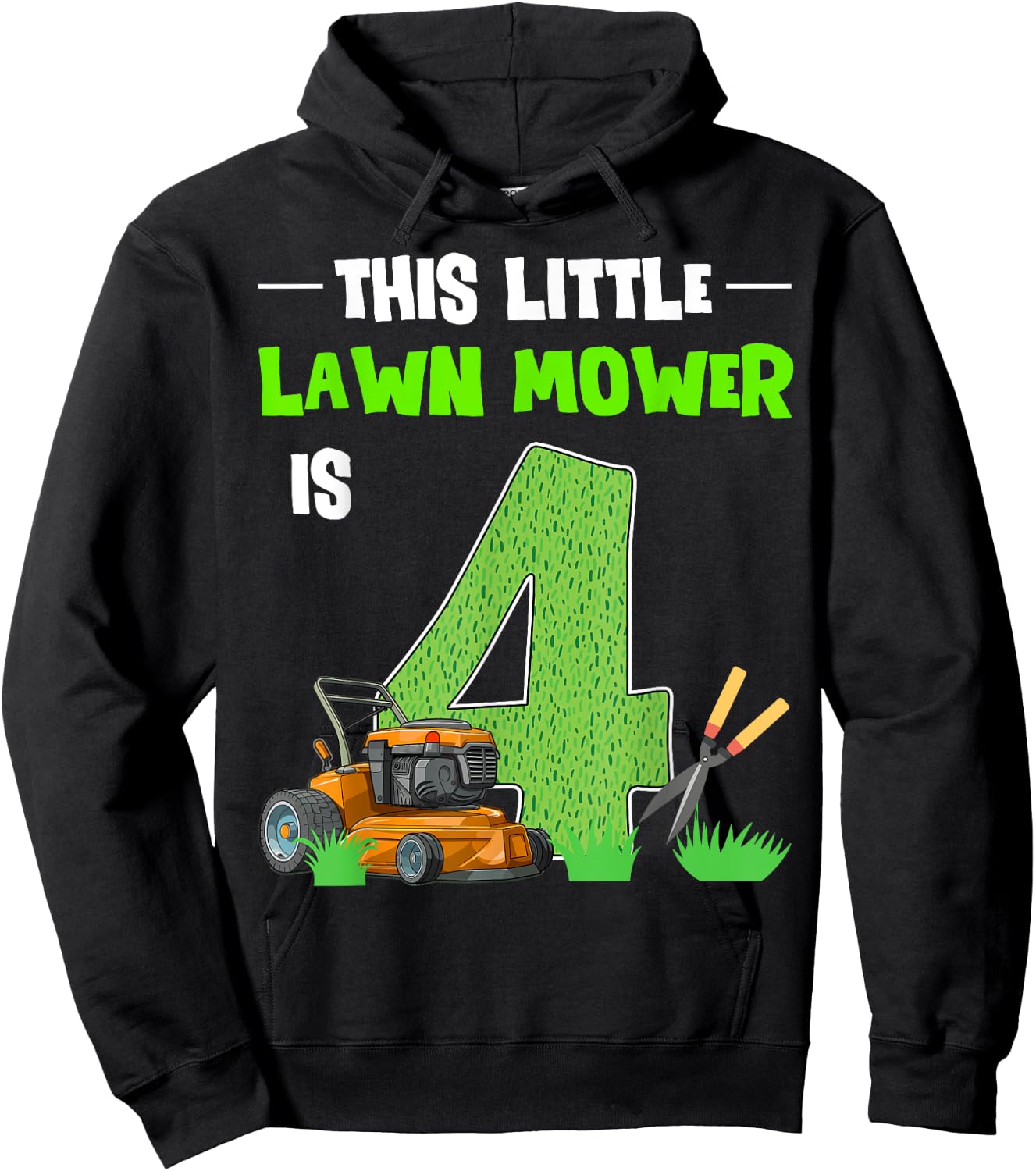 This Little Lawn Mower Is 4 Mowing 4th Bday 4 Years Old Hoodie - Hoodie | Black
