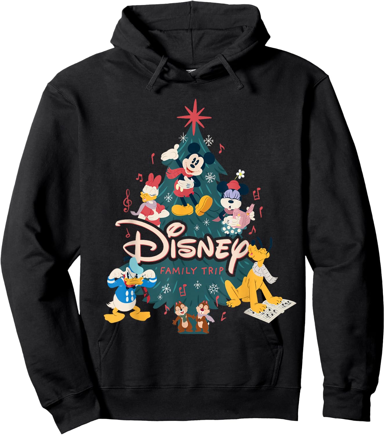 Disney Mickey & Friends Carols Christmas Holiday Family Trip Hoodie - Hoodie | Black