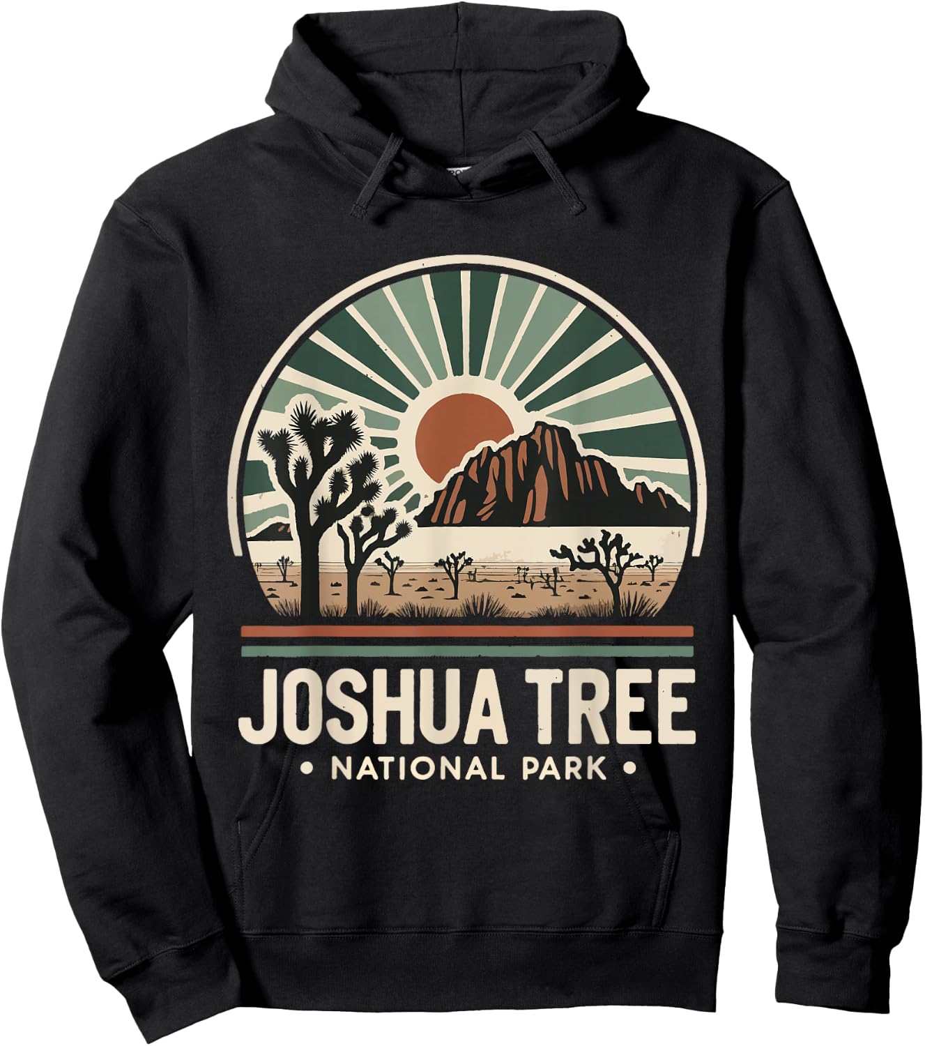 Joshua Tree National Park Retro Vintage Hike Camping Outdoor Hoodie - Hoodie | Black
