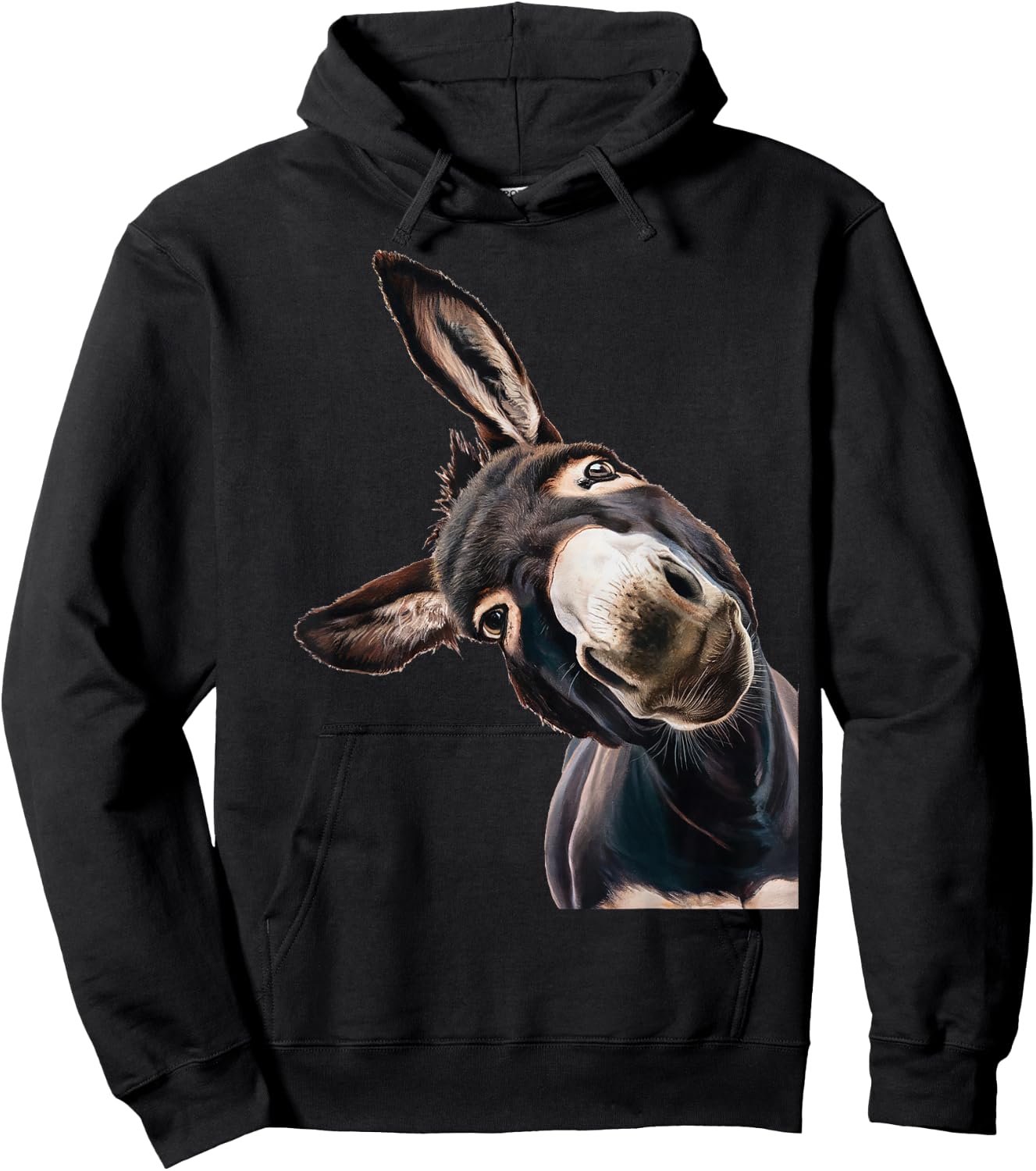 Funny Donkey Head Art Quirky Animal Lover Smile Hoodie - Hoodie | Black