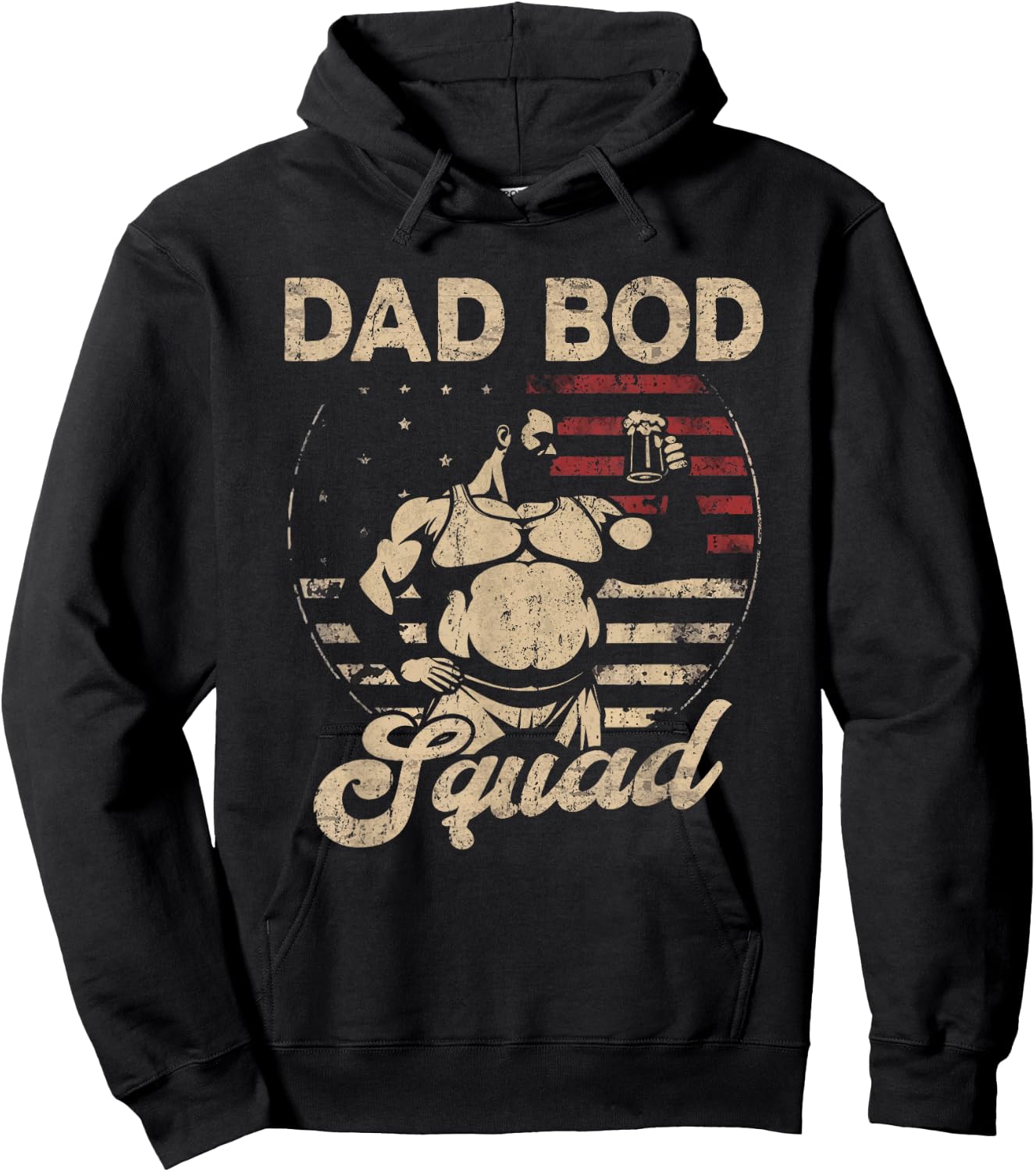 Dad Bod Squad Flag US Beer Belly Posing Father's Day Hoodie - Hoodie | Black