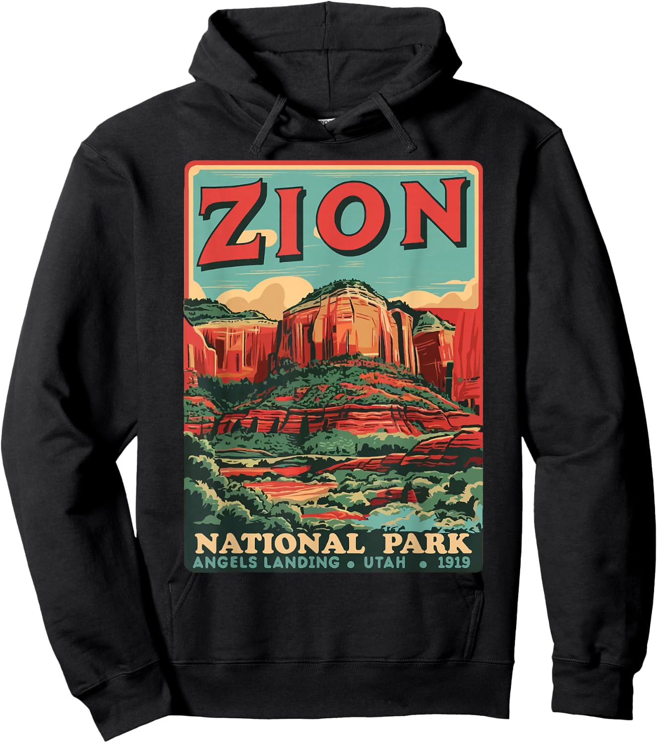 Zion National Park Utah Angels Landing Vintage hiking Trail Hoodie - Hoodie | Black