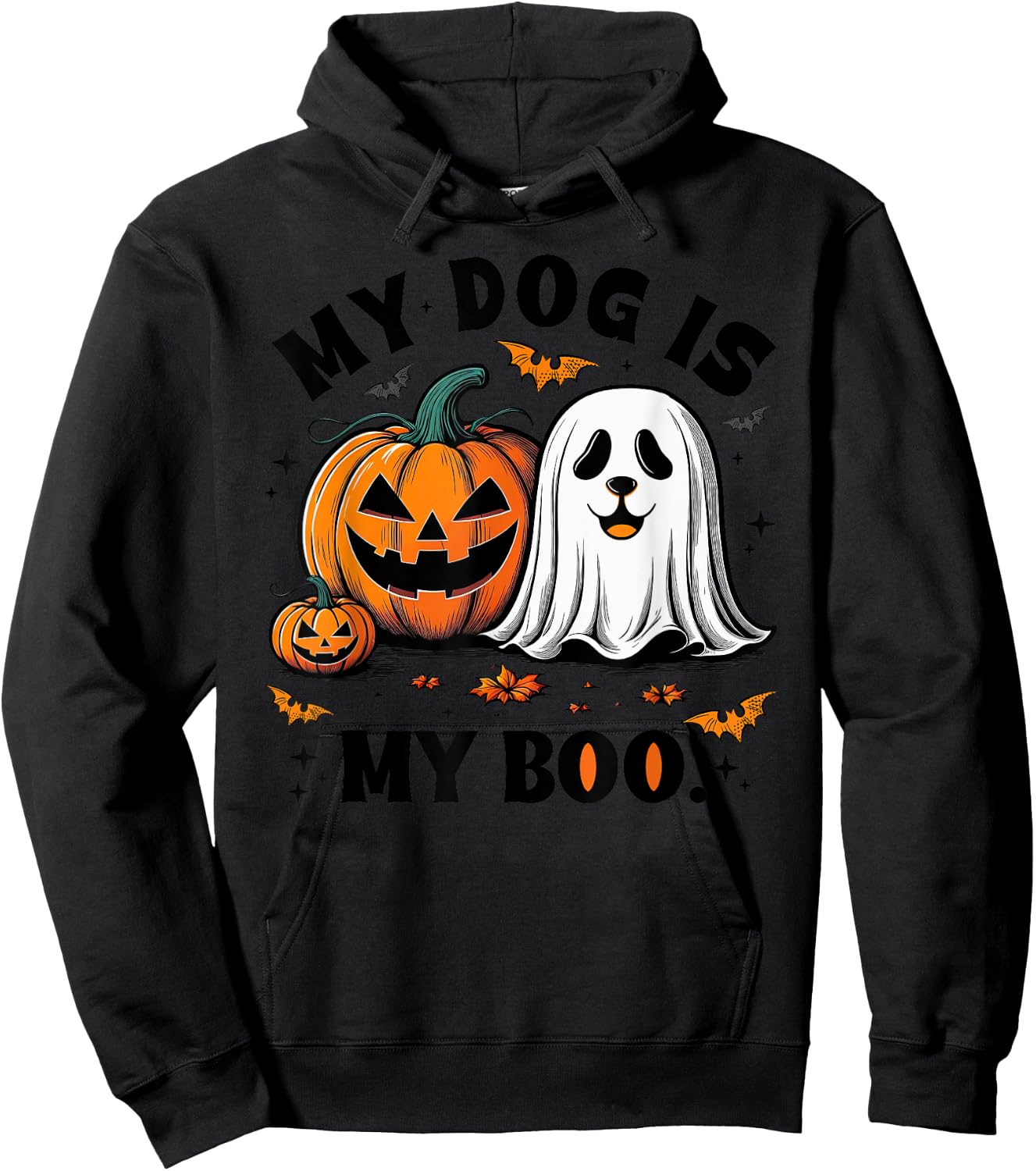 My Dog Is My Boo Spooky Season Ghost Halloween Groovy Hoodie - Hoodie | Black