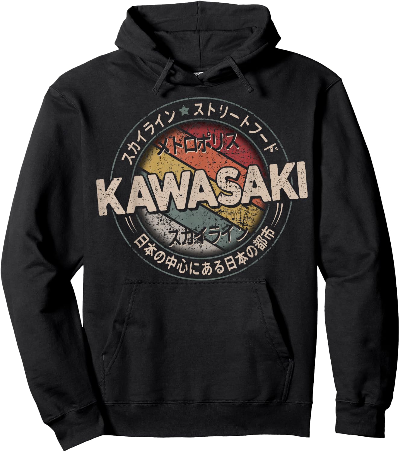 Kawasaki City 90s Retro Japan Aesthetics 80s Kawasaki Hoodie - Hoodie | Black