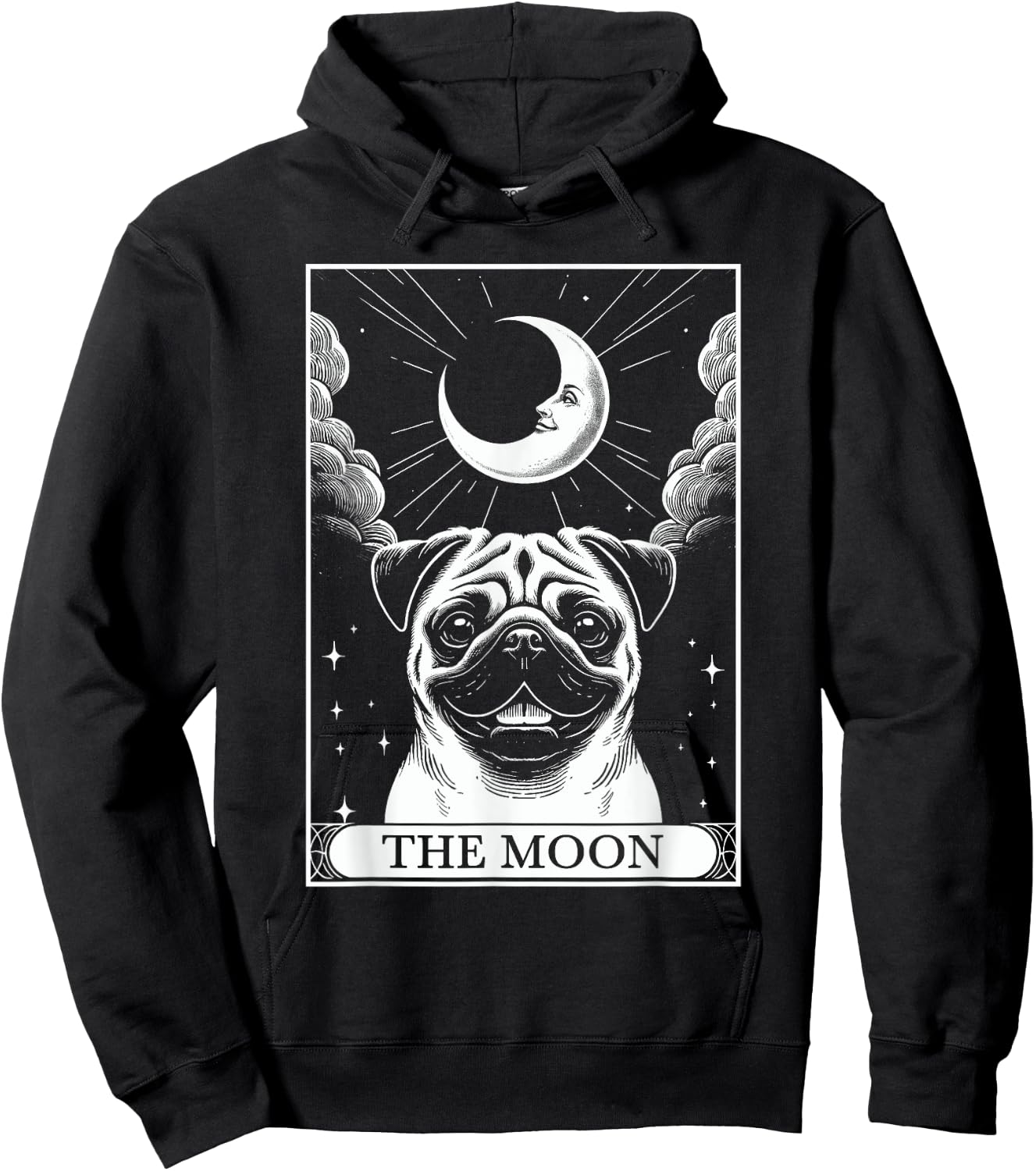 Tarot Card Vintage Crescent Moon Pug Mom Dog Lovers Men Women Kids Hoodie - Hoodie | Black