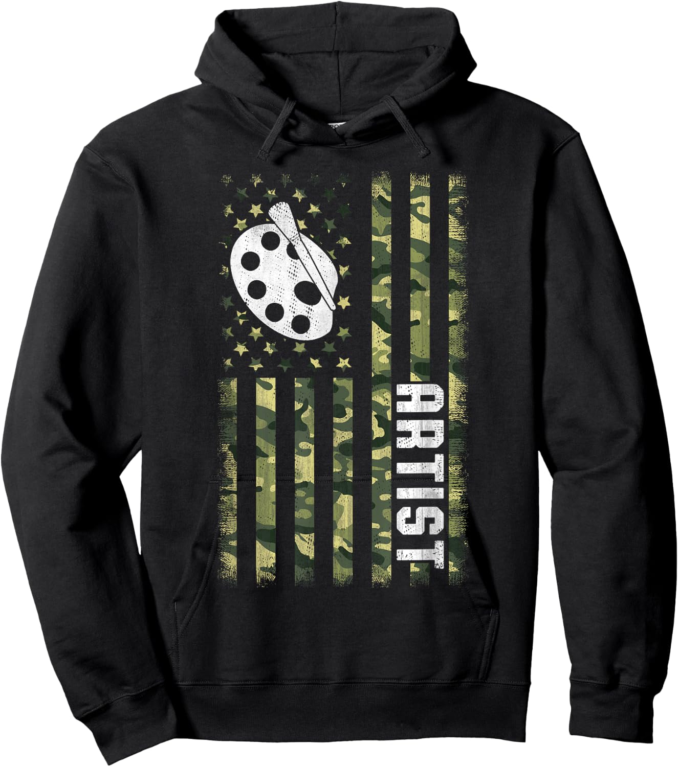 Camo American Flag USA Camouflage Patriotic Artist Hoodie - Hoodie | Black