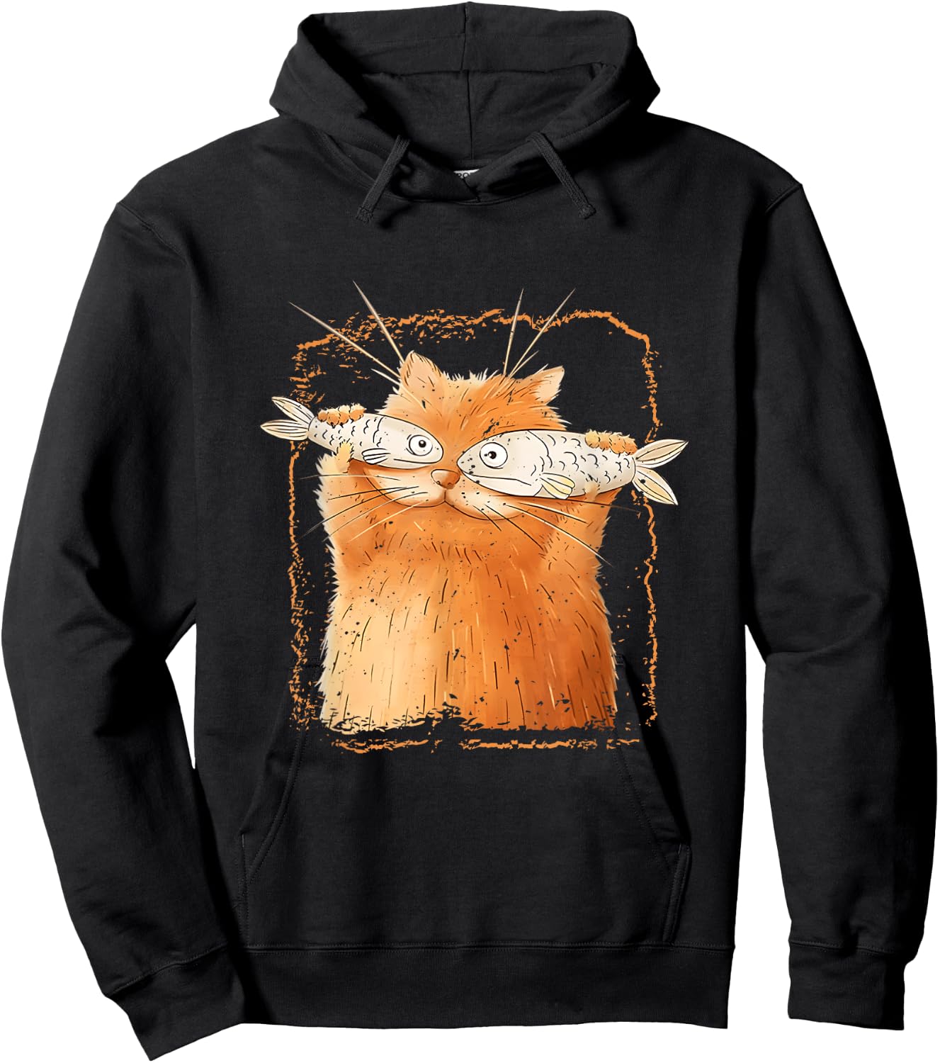 Cat With Fisheyes Kitten Funny Parody Cat Lover Cartoon Hoodie - Hoodie | Black