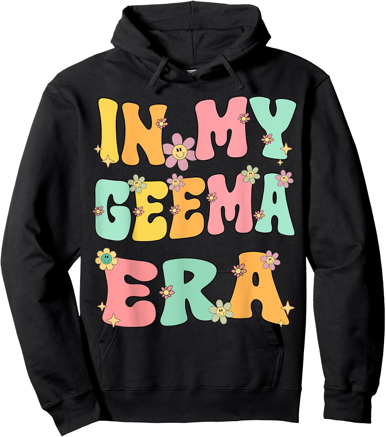 In My Geema Era Retro Groovy Geema Grandma Mothers day Cute Hoodie - Hoodie | Black