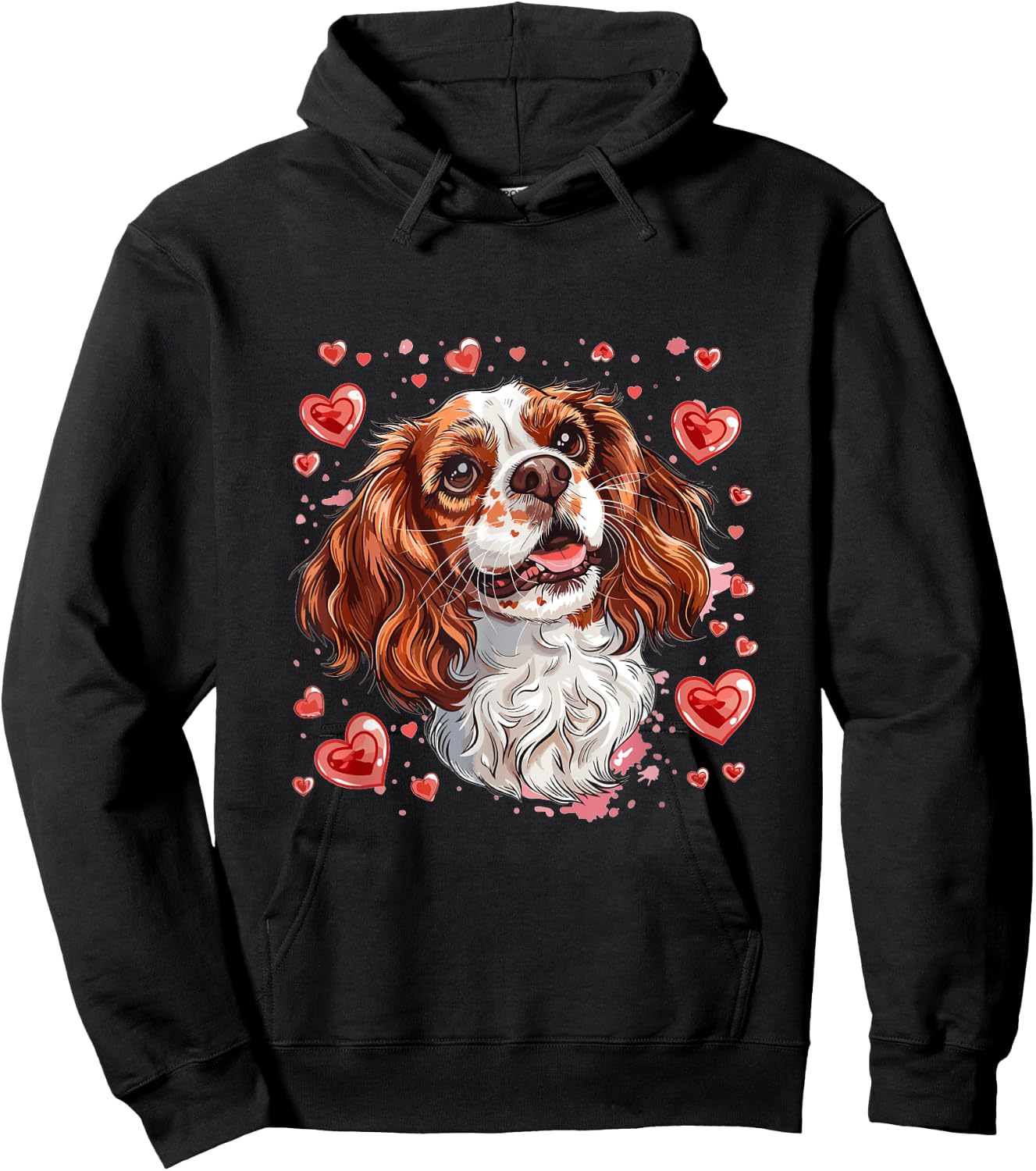 Cavalier King Charles Spaniel Hearts Dog Breed Graphic Hoodie - Hoodie | Black