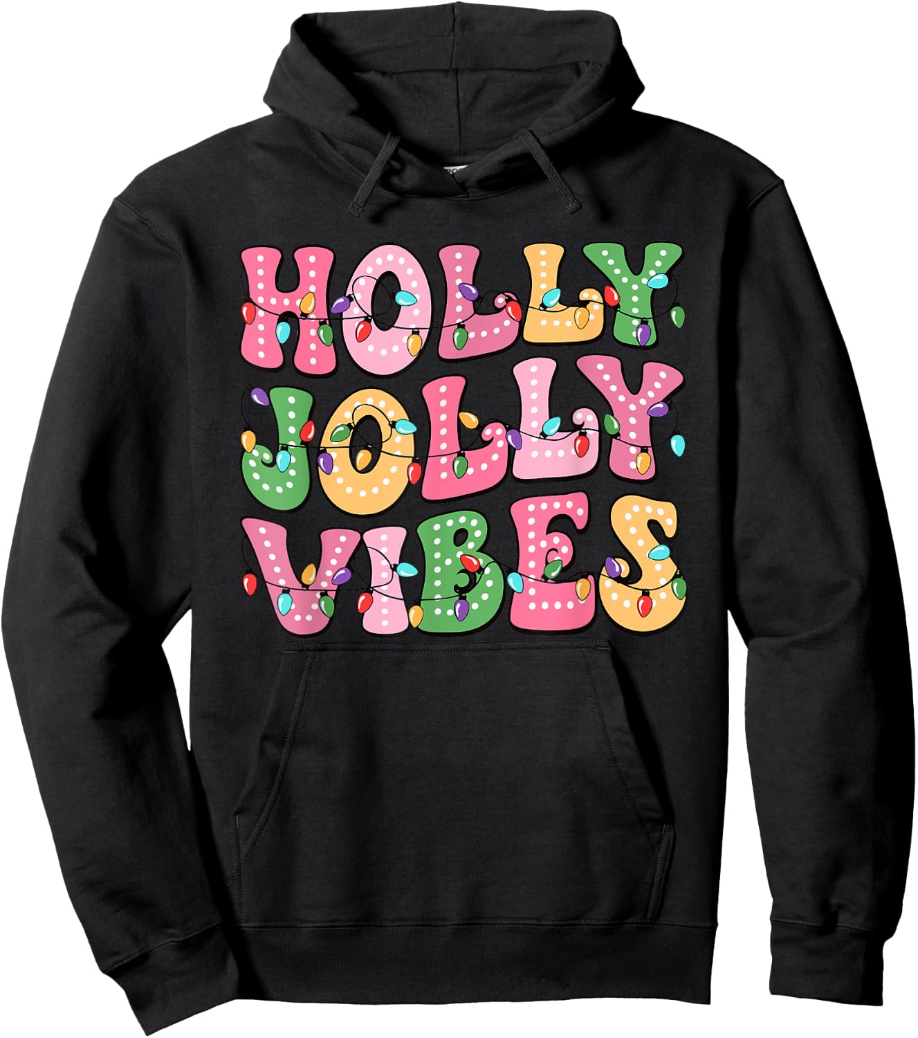 Groovy Holly Xmas Jolly Vibes Pink Christmas Xmas Men Women Hoodie - Hoodie | Black