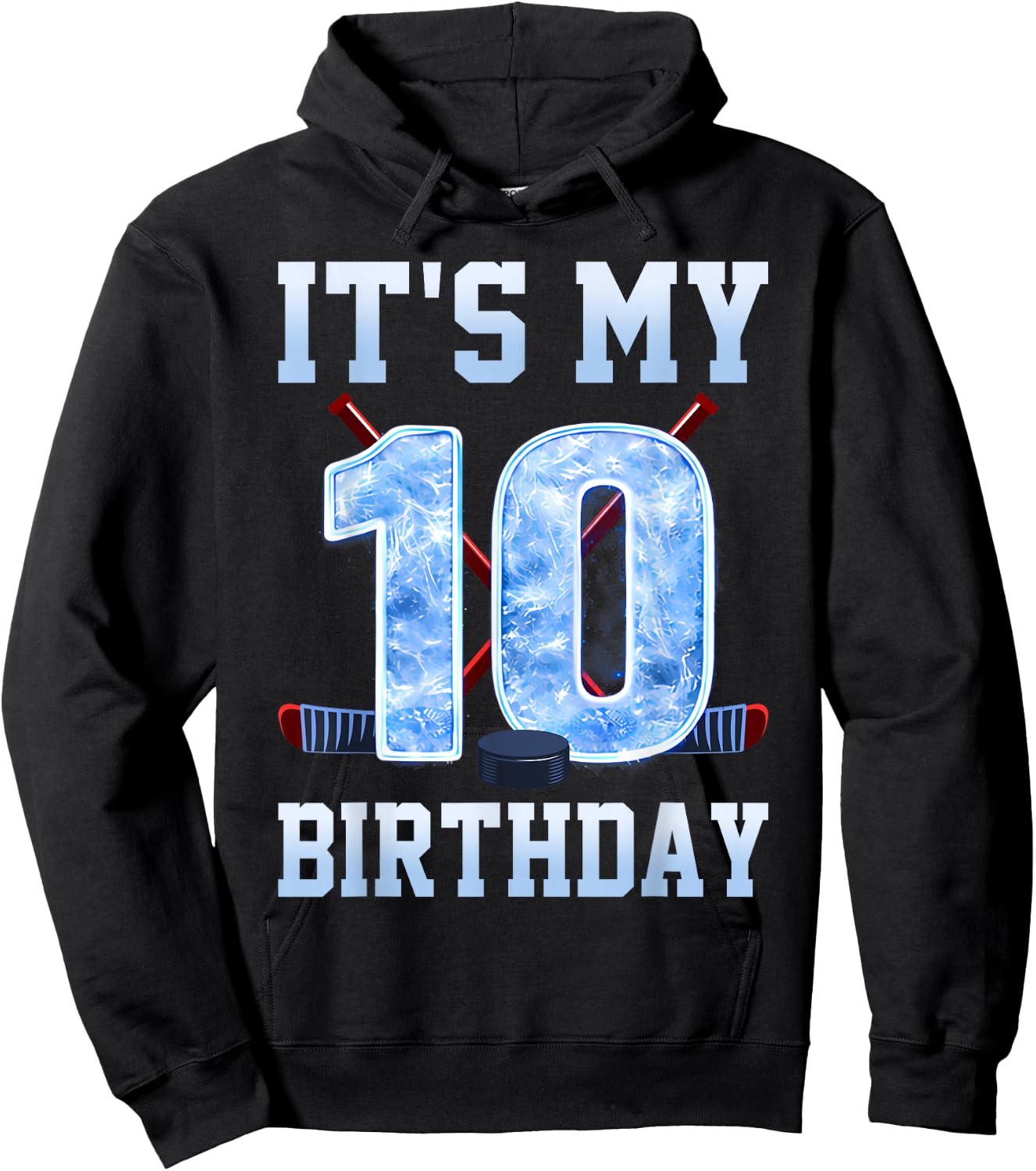 It's My 10th Birthday Ice Hockey 10 Years Bday Boy Kids Hoodie - Hoodie | Black