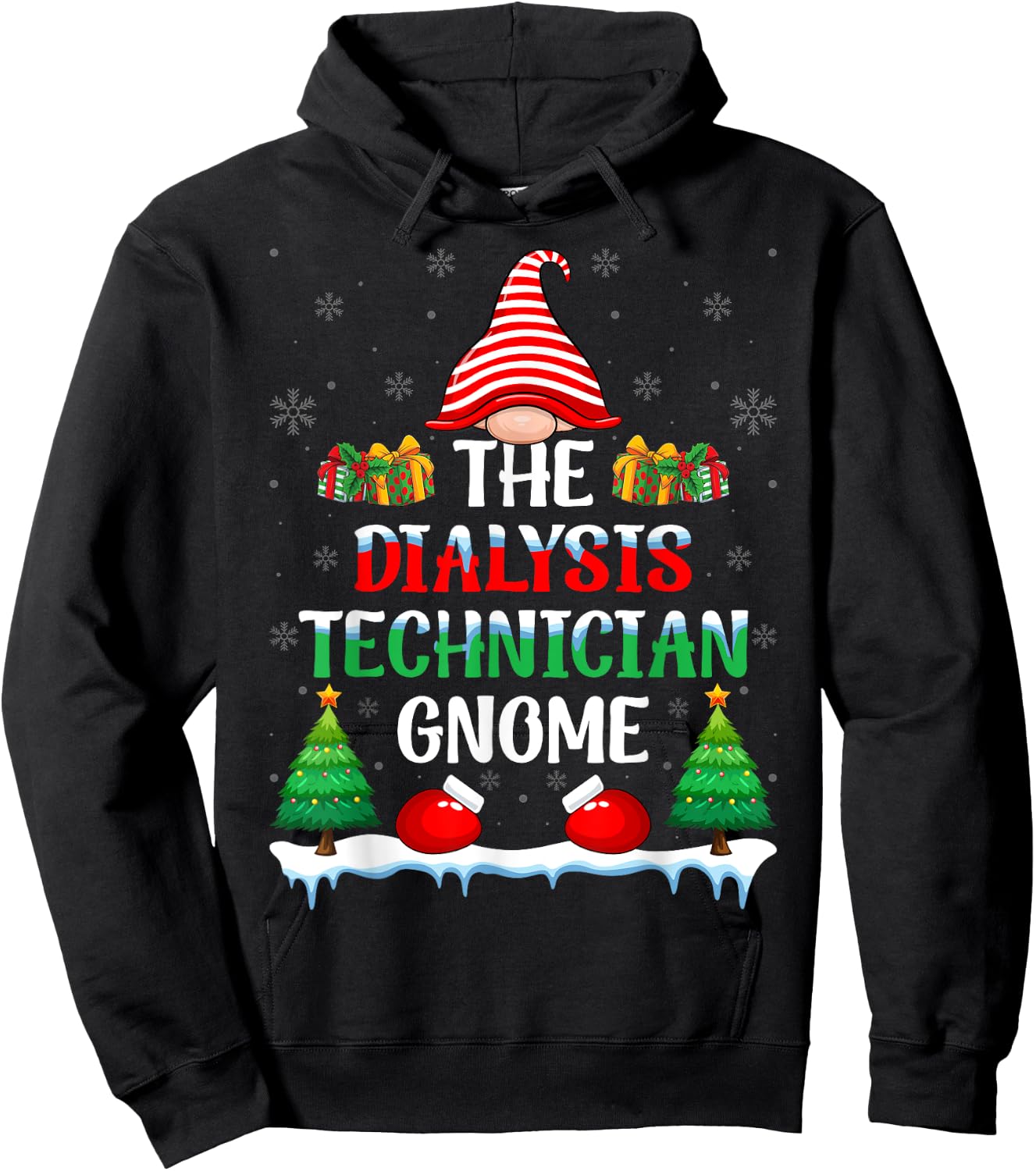 The Dialysis Technician Gnome - Kidney Nurse Christmas Hoodie - Hoodie | Black