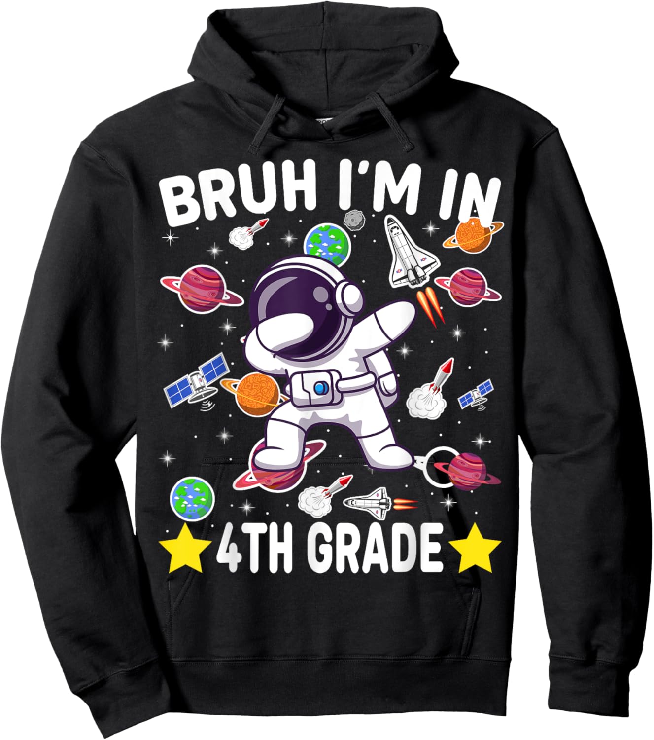 Fourth Grade Dabbing Boy Astronaut Bruh i'm in 4th Grade Hoodie - Hoodie | Black