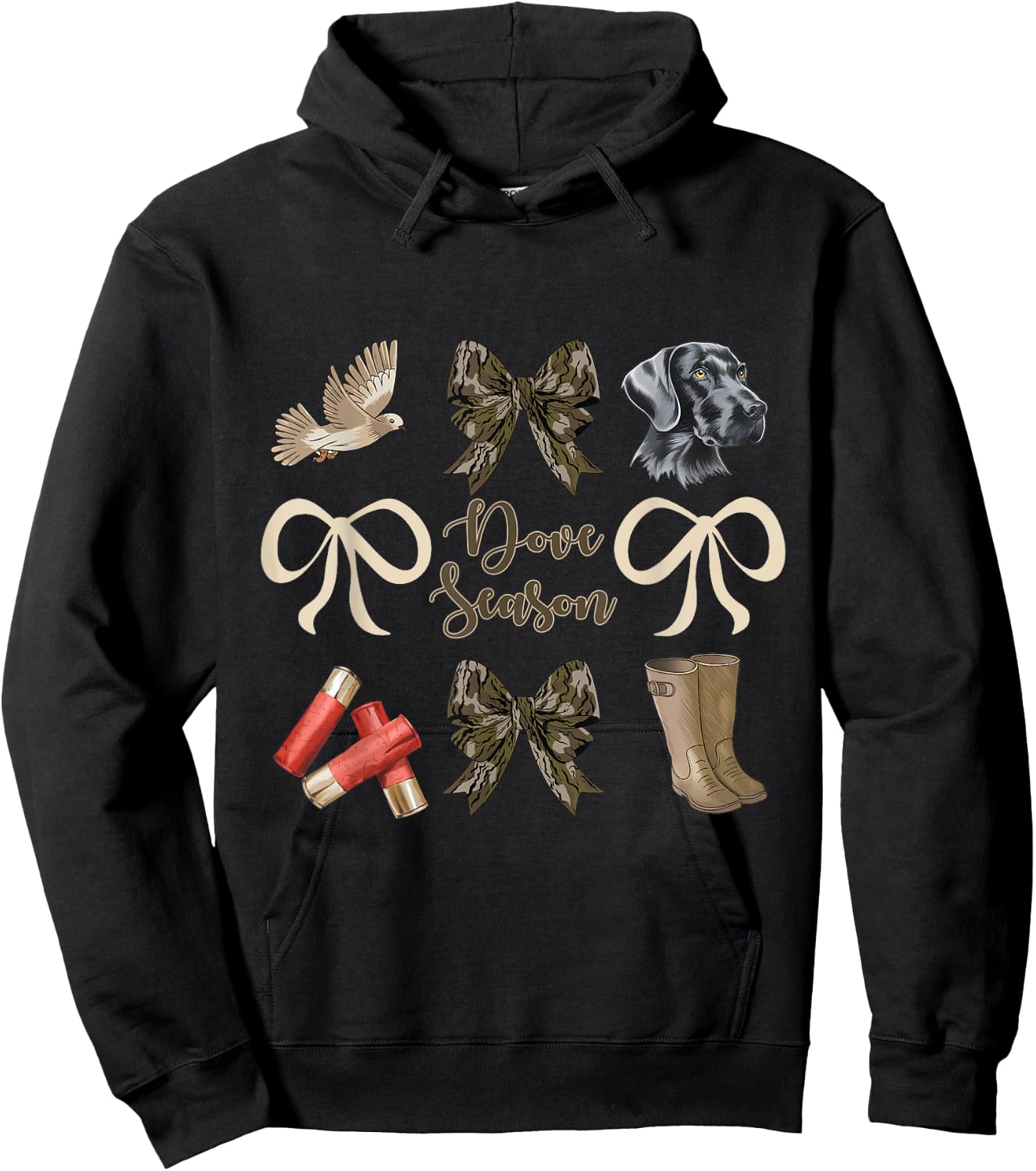 Camo Bow Coquette Dove Season Hunting Dove Hunter Hunt Girl Hoodie - Hoodie | Black