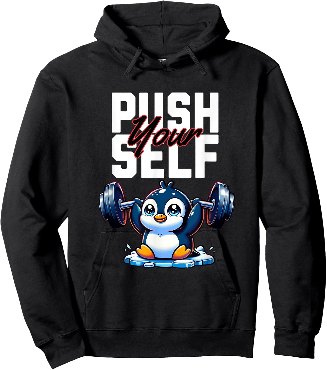 Funny Penguin Fitness Zoo Weightlifting- Penguin Lovers Hoodie - Hoodie | Black
