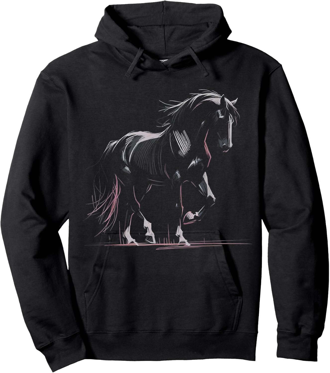 Horse Silhouette Graphic Art Design Black Horses Lover Gifts Hoodie - Hoodie | Black