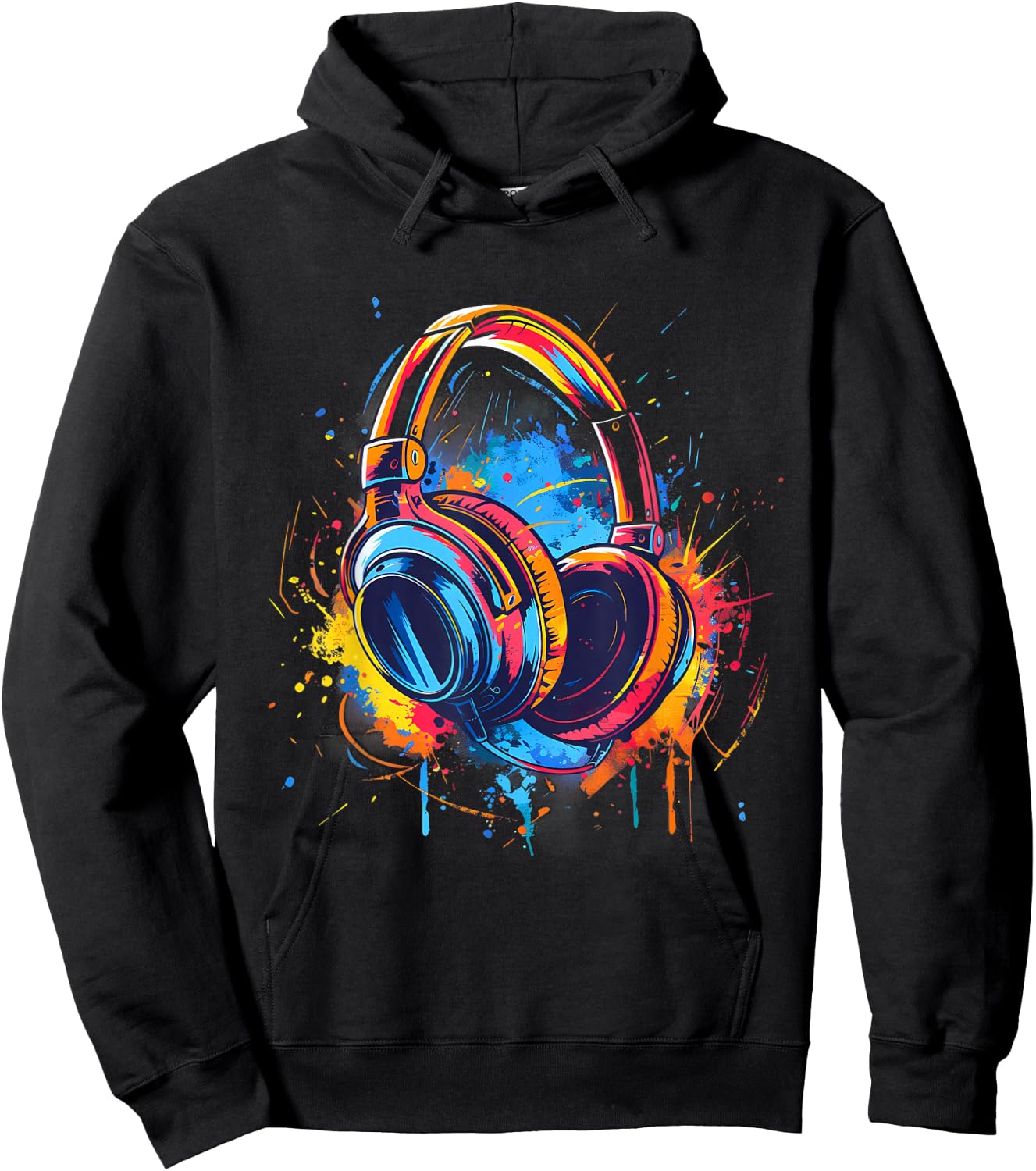 Headphones Music DJ Music Lover Splash EDM Music Headphones Hoodie - Hoodie | Black