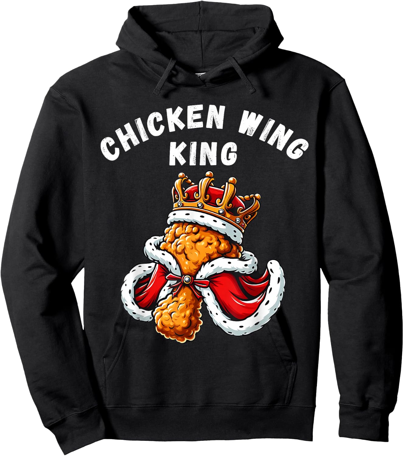 Funny Chicken Wing King BBQ Chicken Wing Graphic Hoodie - Hoodie | Black