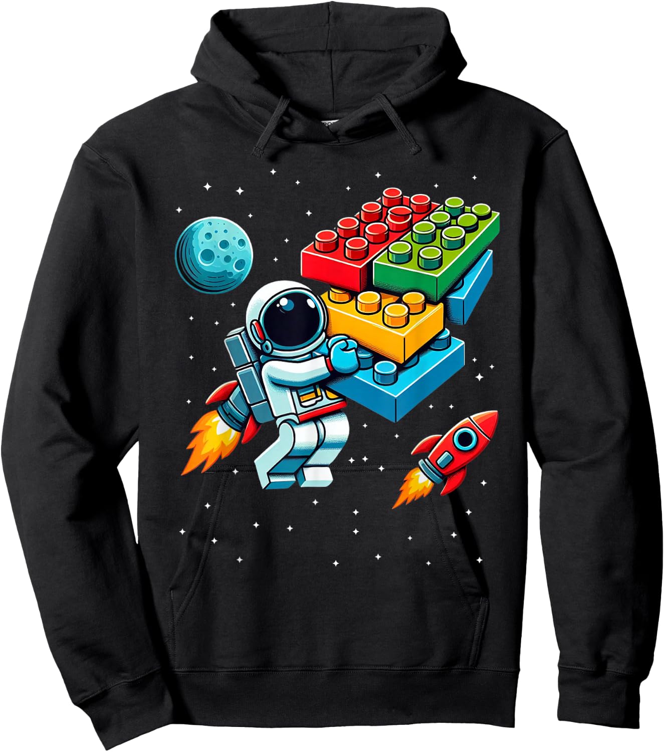 Master Builder Space Astronaut Building Blocks Bricks Boys Hoodie - Hoodie | Black