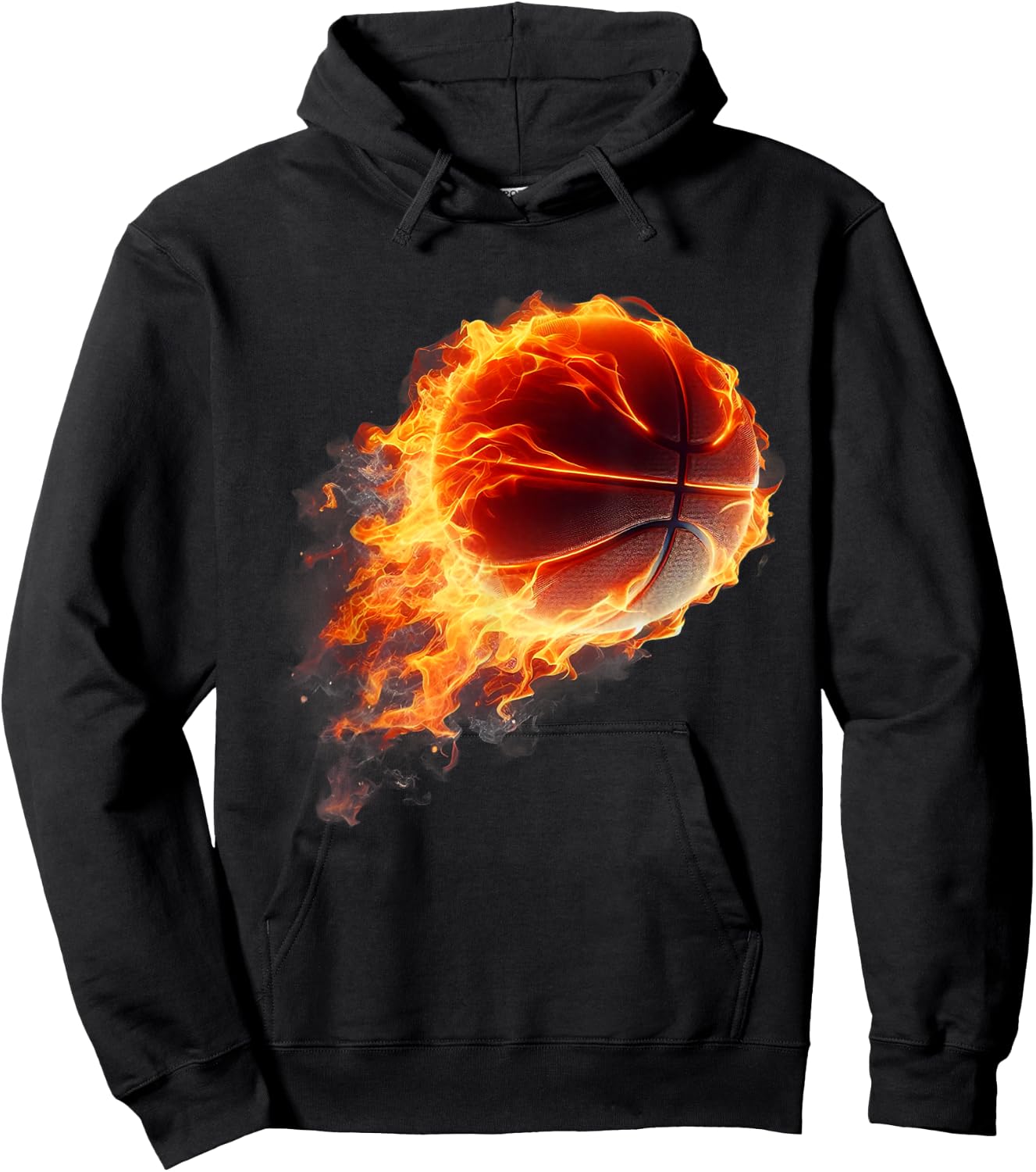 play sport Basketball Hoop Fire Flames soccer Ball Graphic Hoodie - Hoodie | Black