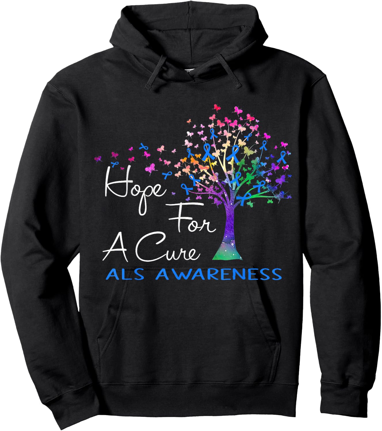 Hope For A Cure ALS Awareness Tree Ribbon Hoodie - Hoodie | Black