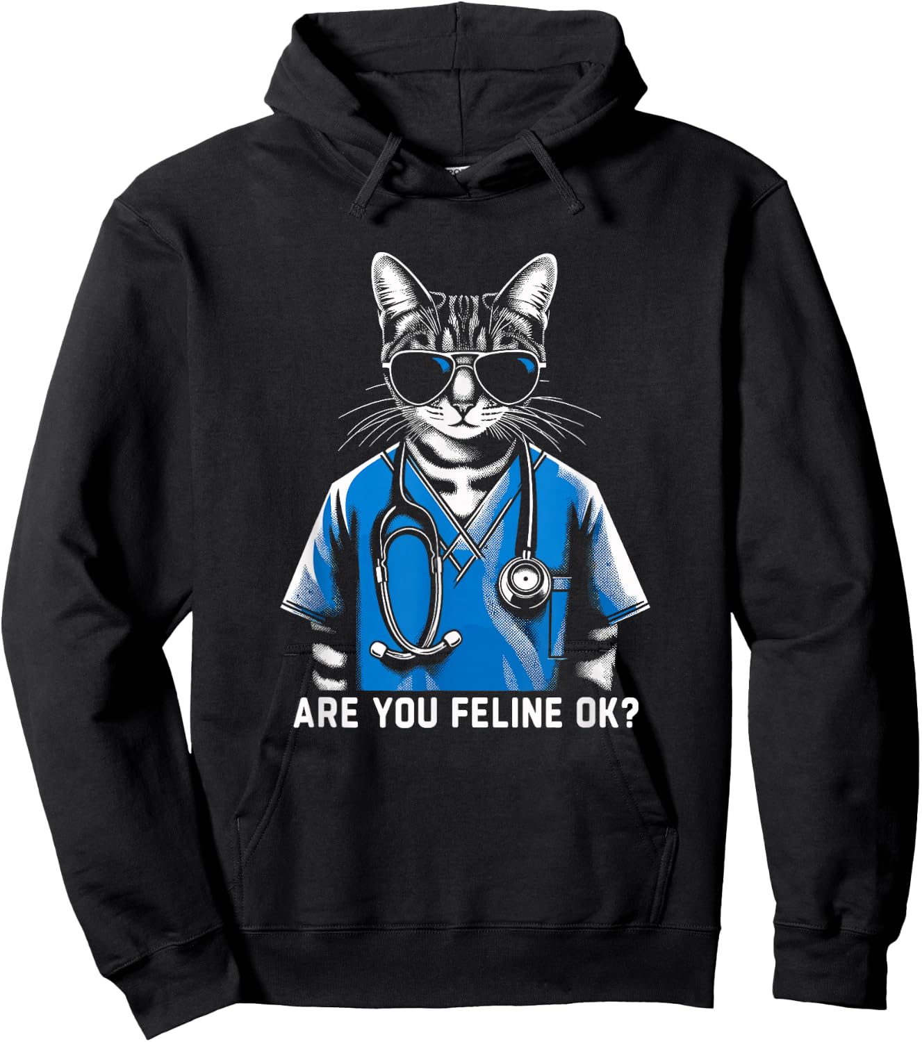 Retro Cat Nurse Gifts Nurse Week Gifts Men Women Funny Nurse Hoodie - Hoodie | Black