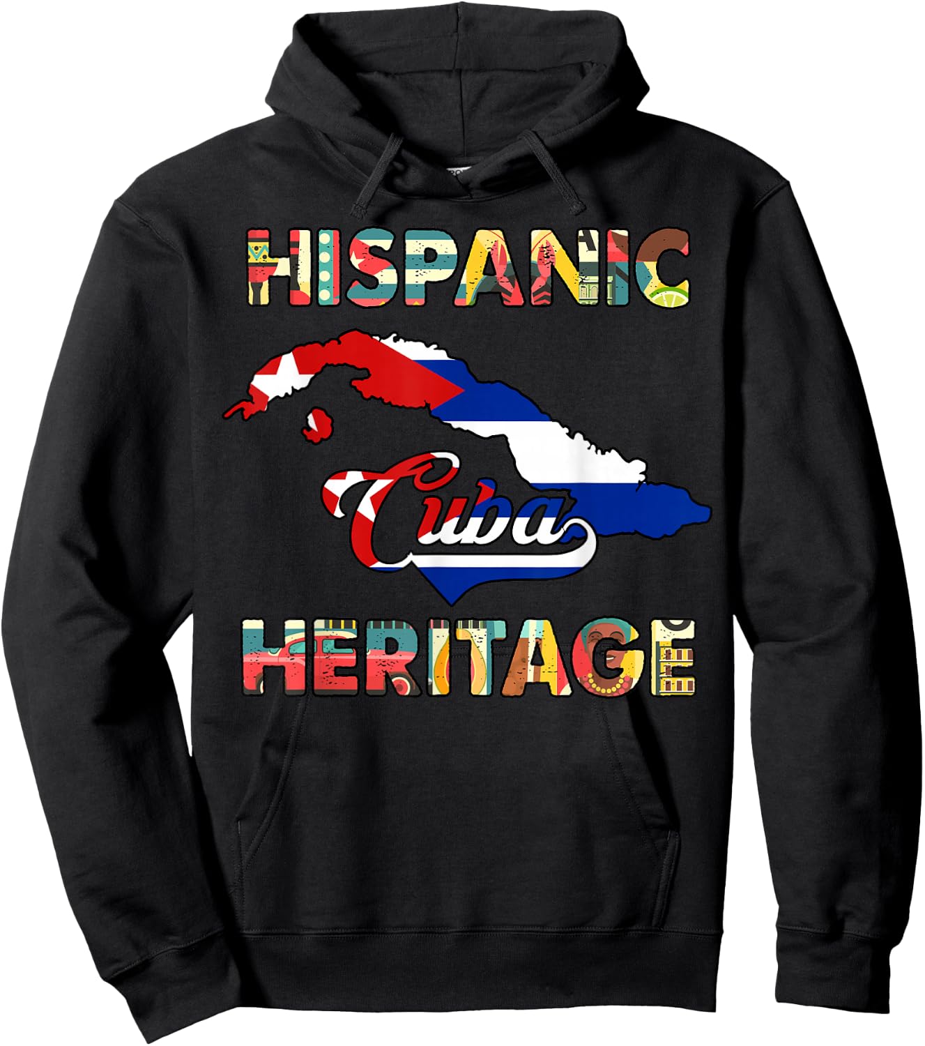Cuba Hispanic Heritage Month Shirt Cuban Flag Hoodie - Hoodie | Black